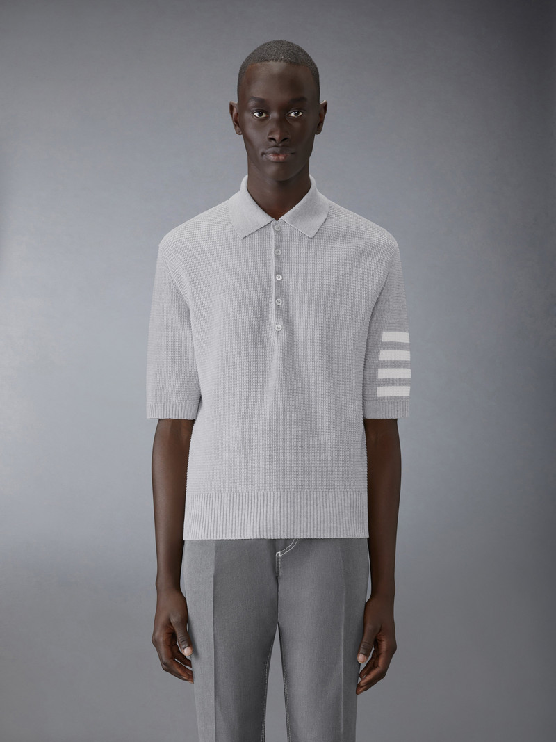 Thom Browne Linen Cotton 4-Bar Relaxed Fit Polo outlook