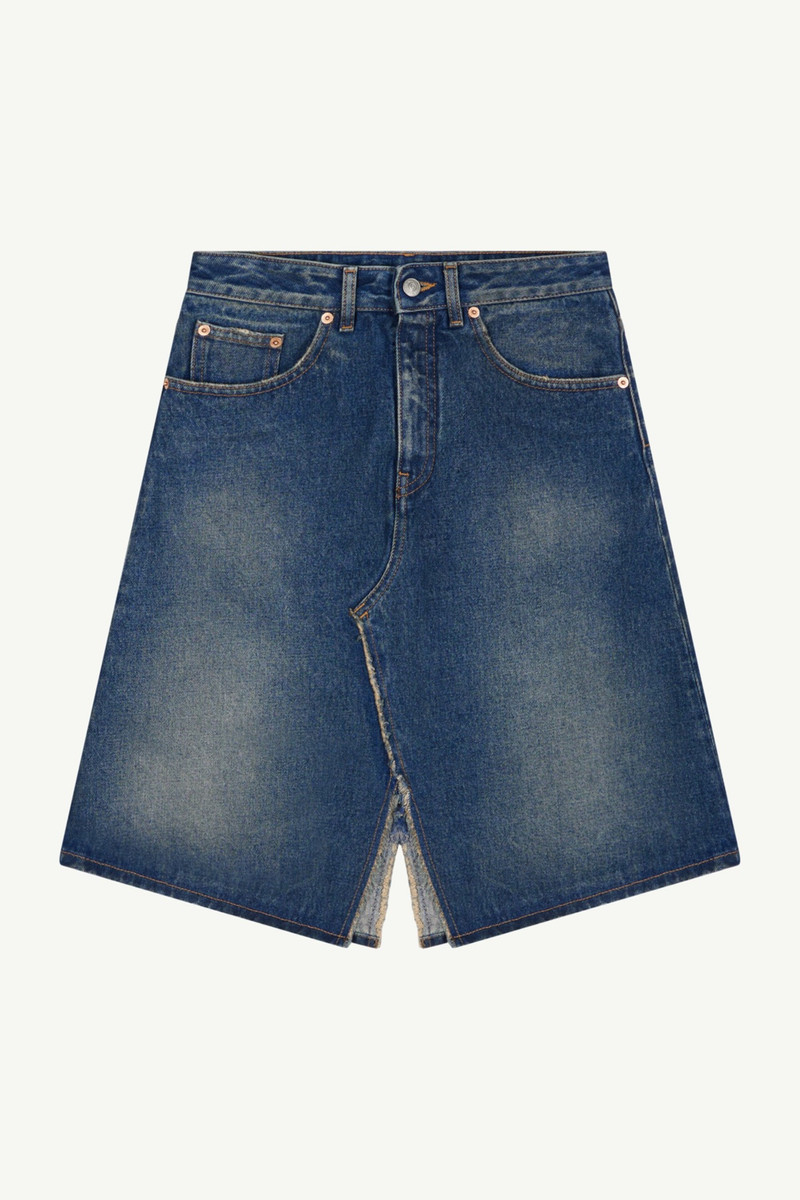 Distressed denim skirt 1