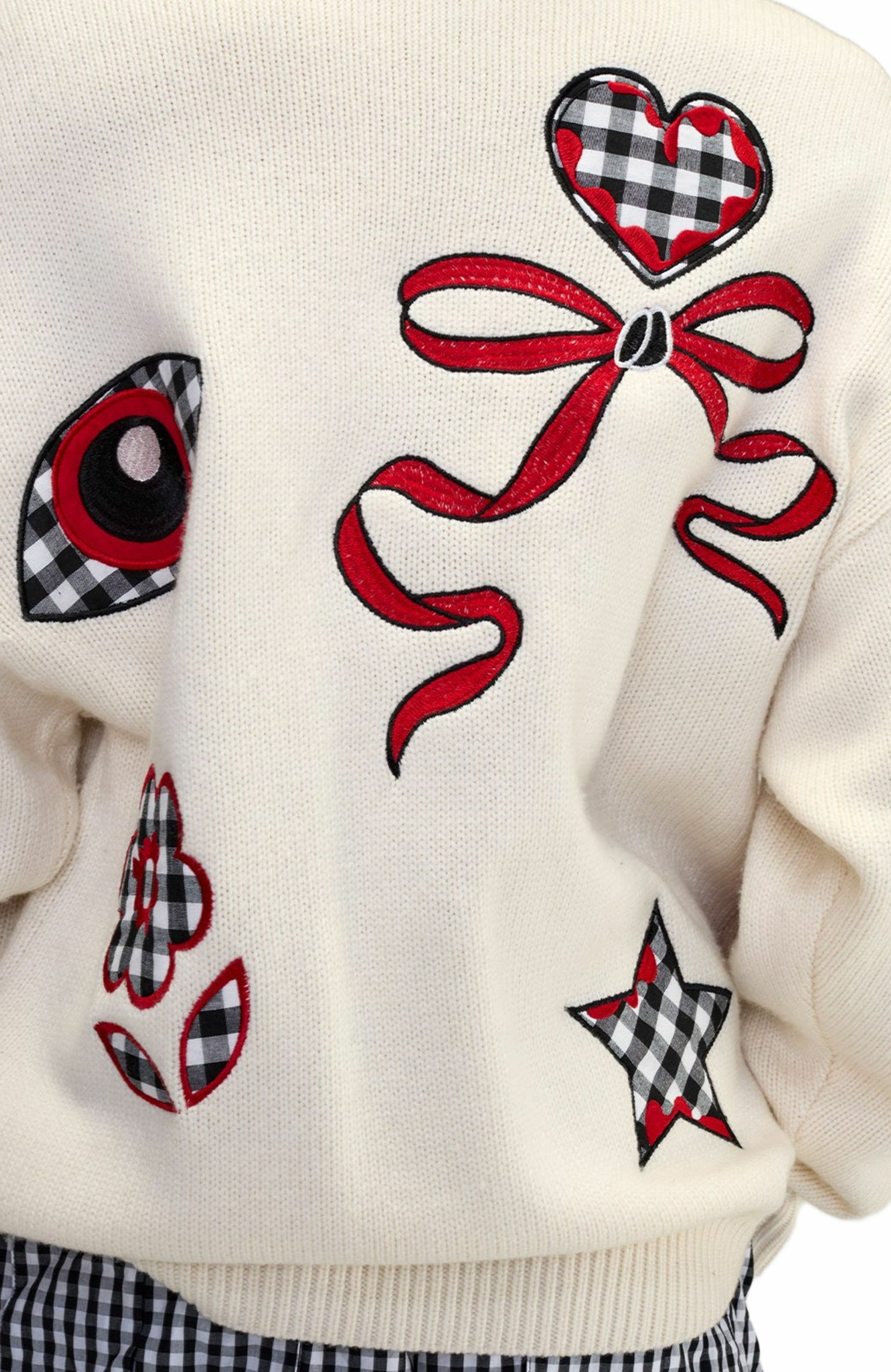 Cynthia Rowley Playful Patchwork Cardigan in White/red at Nordstrom - 7