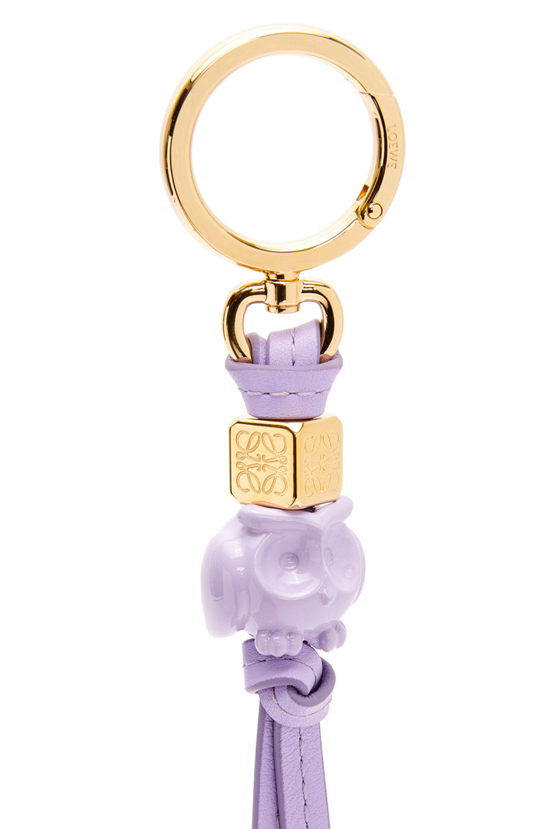 Loewe Owl charm in calfskin and brass outlook