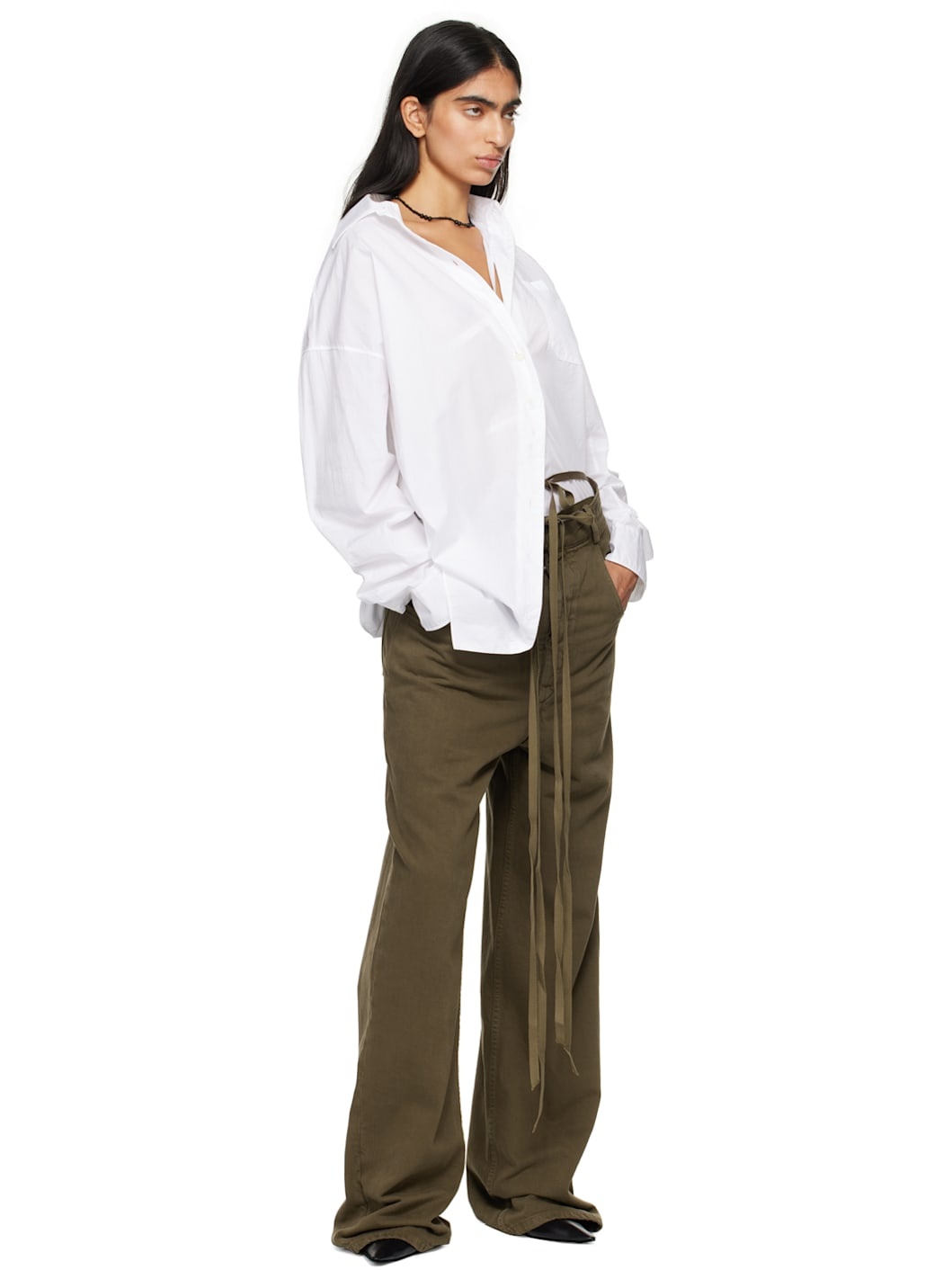 White Daria Drop Shoulder Shirt - 5