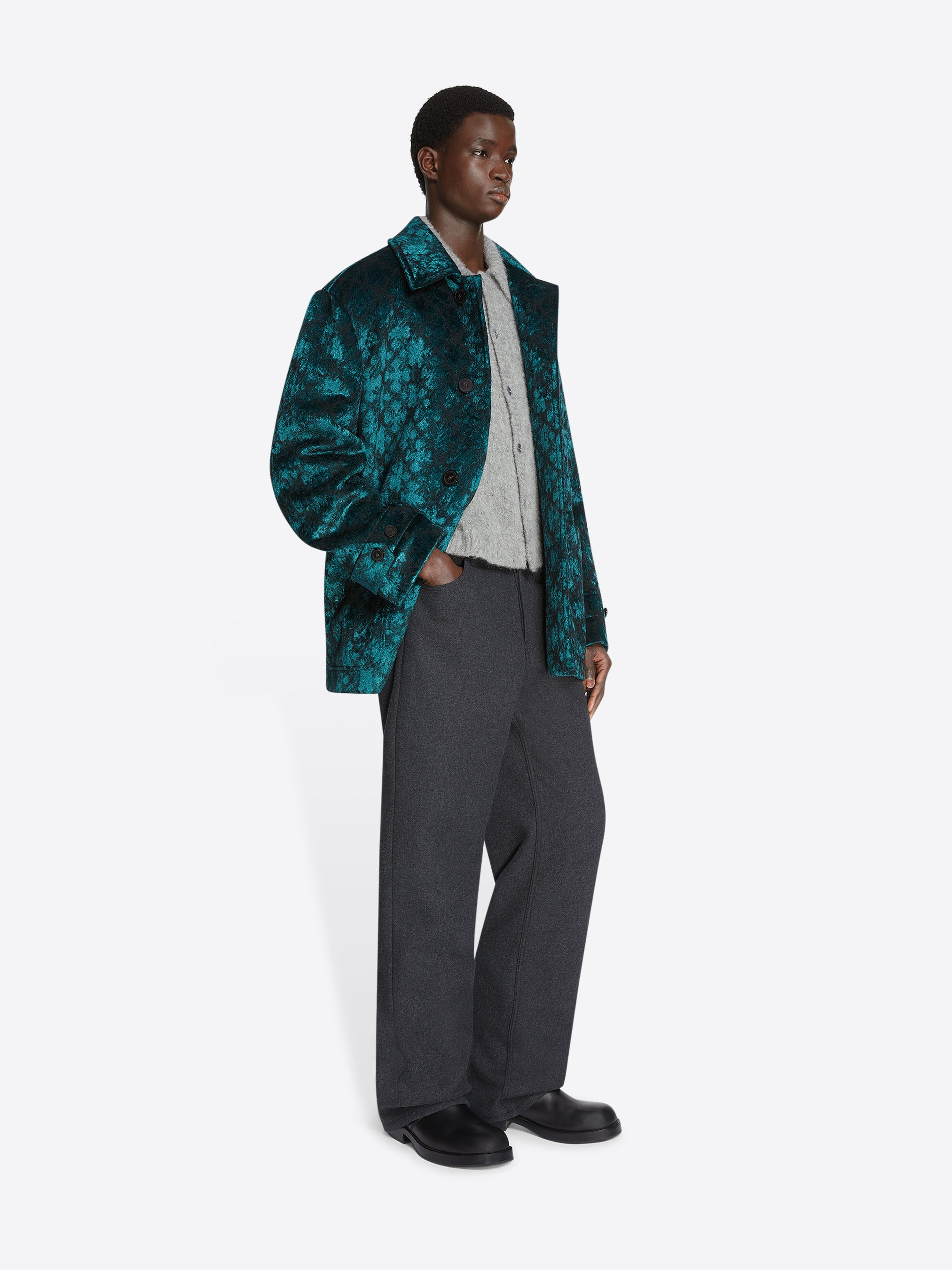 JACQUARD DUFFLE COAT - 3