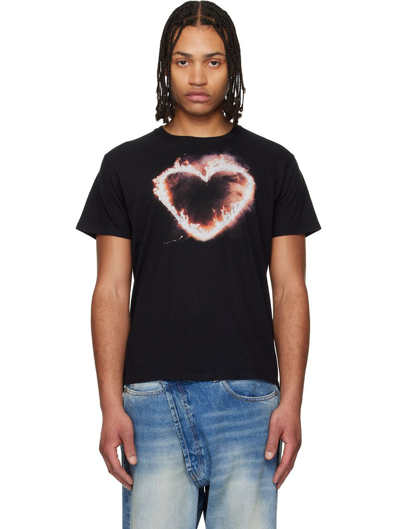 Black 'Flaming Heart' Boy T-shirt 1