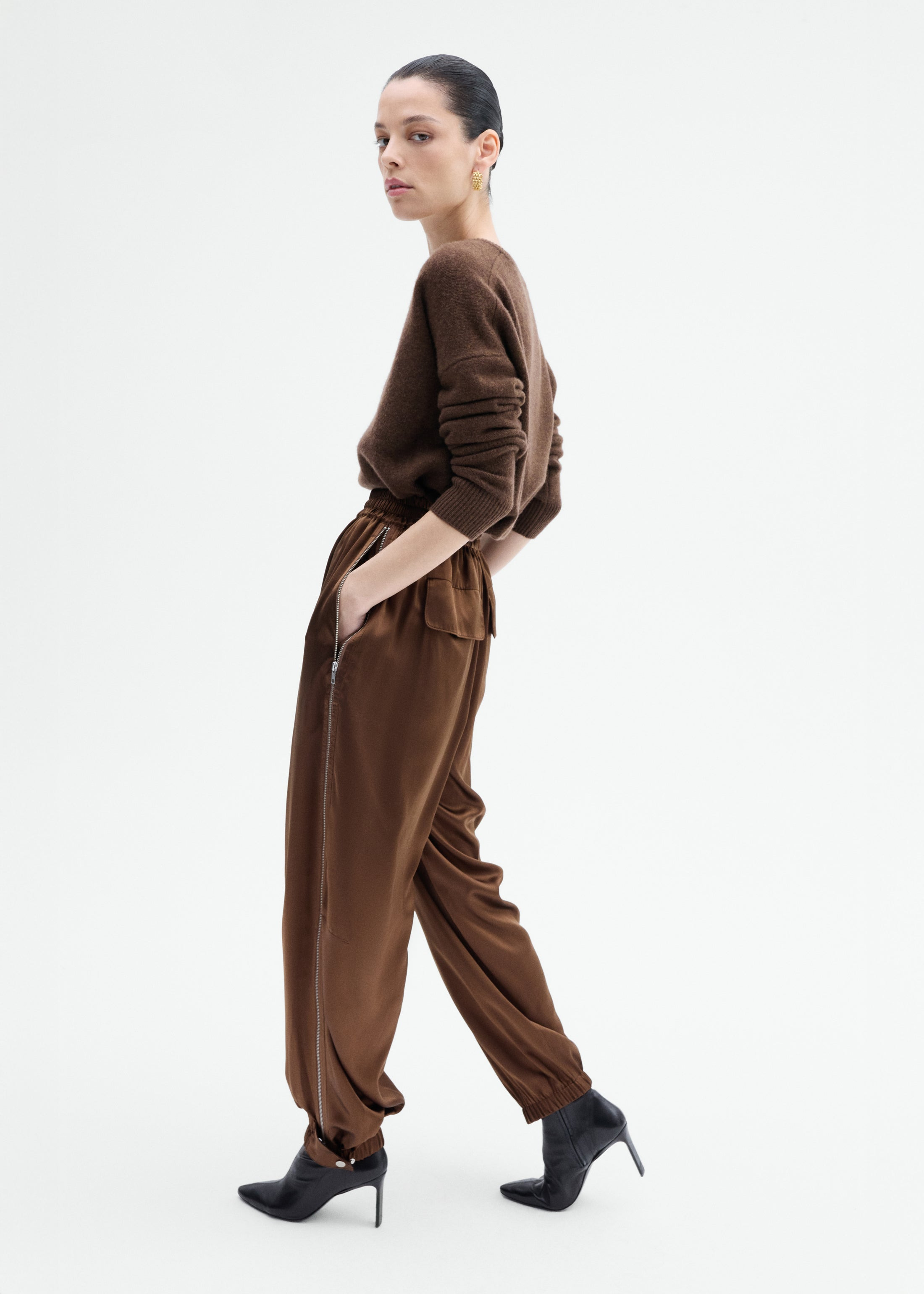 Track Pant in Silk Charmeuse - 2