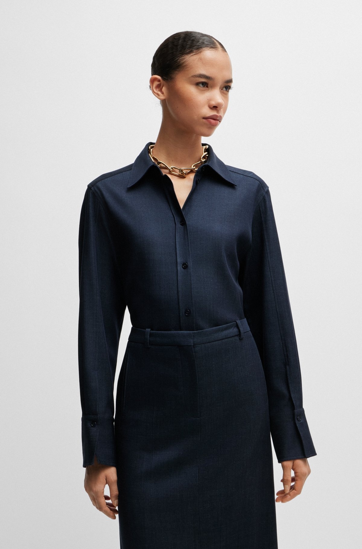 REGULAR-FIT BLOUSE IN DENIM-EFFECT TWILL - 2