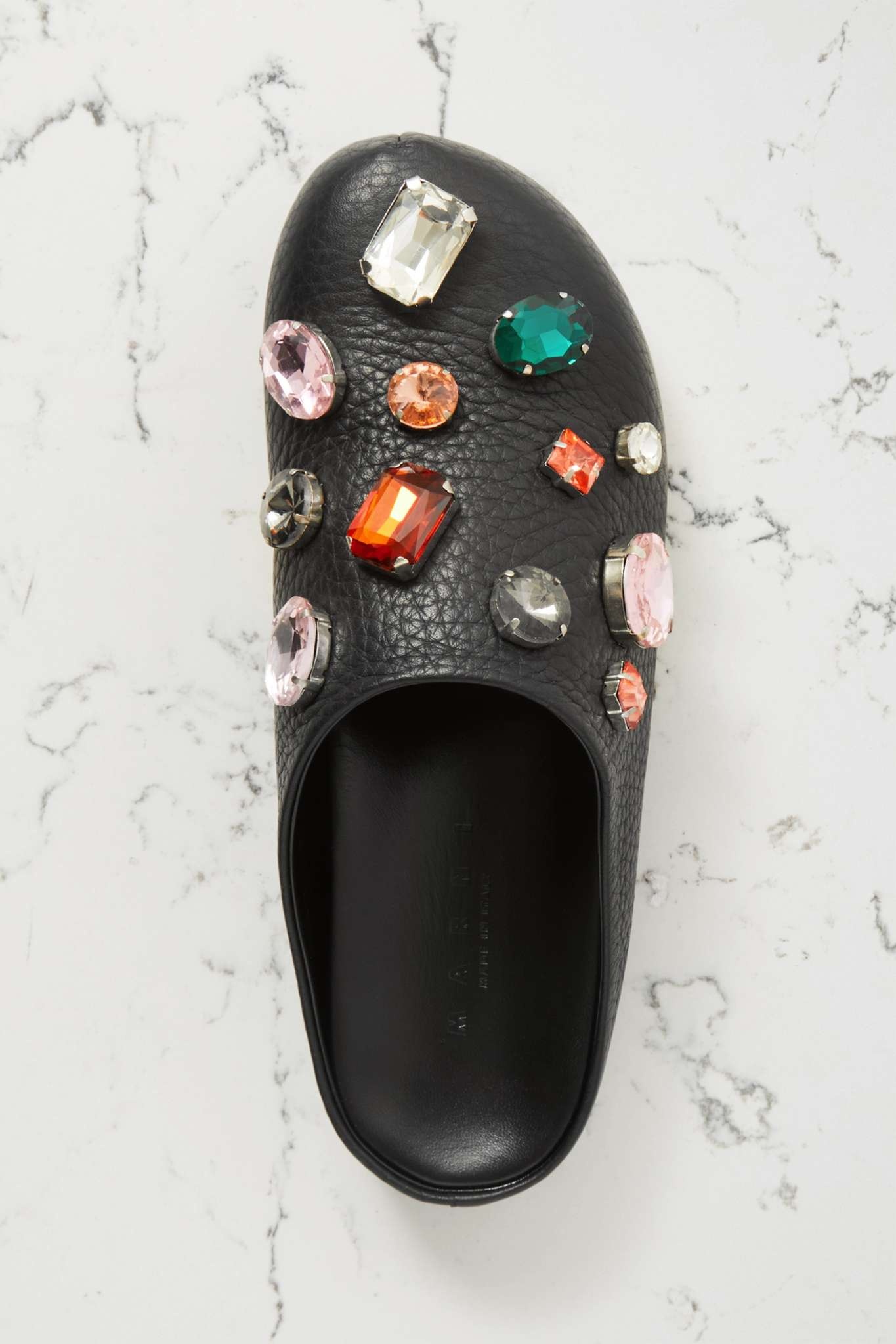 Fussbett Sabot crystal-embellished textured-leather clogs - 5