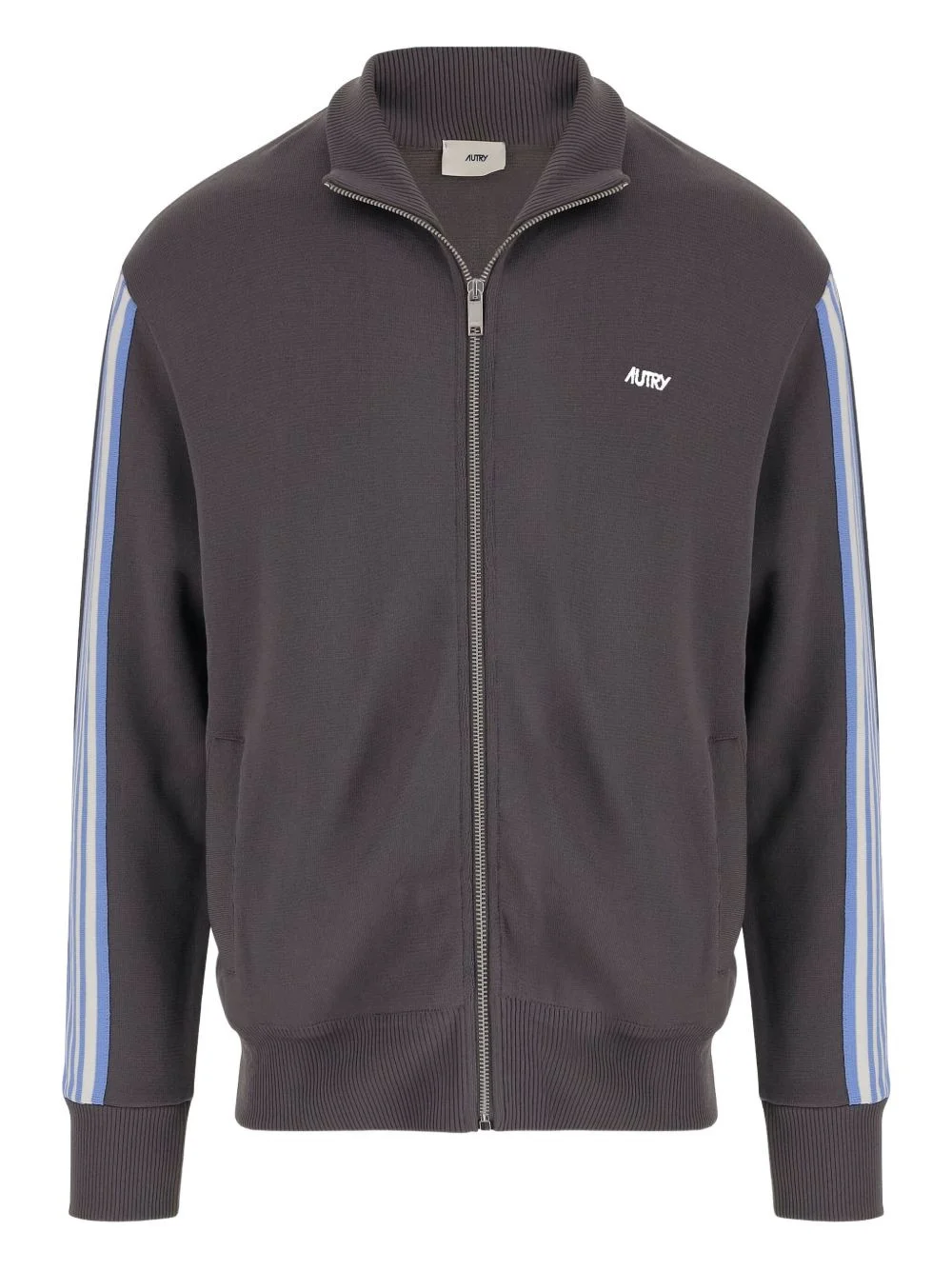 stripe-detail zip-up sweater - 1