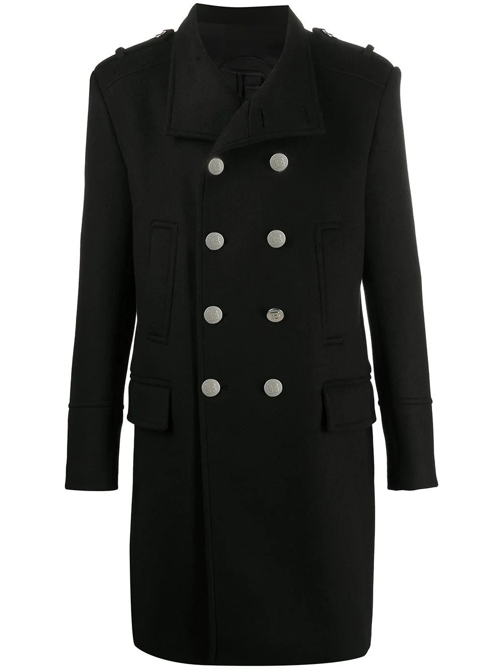 double-breasted mid-length coat - 1