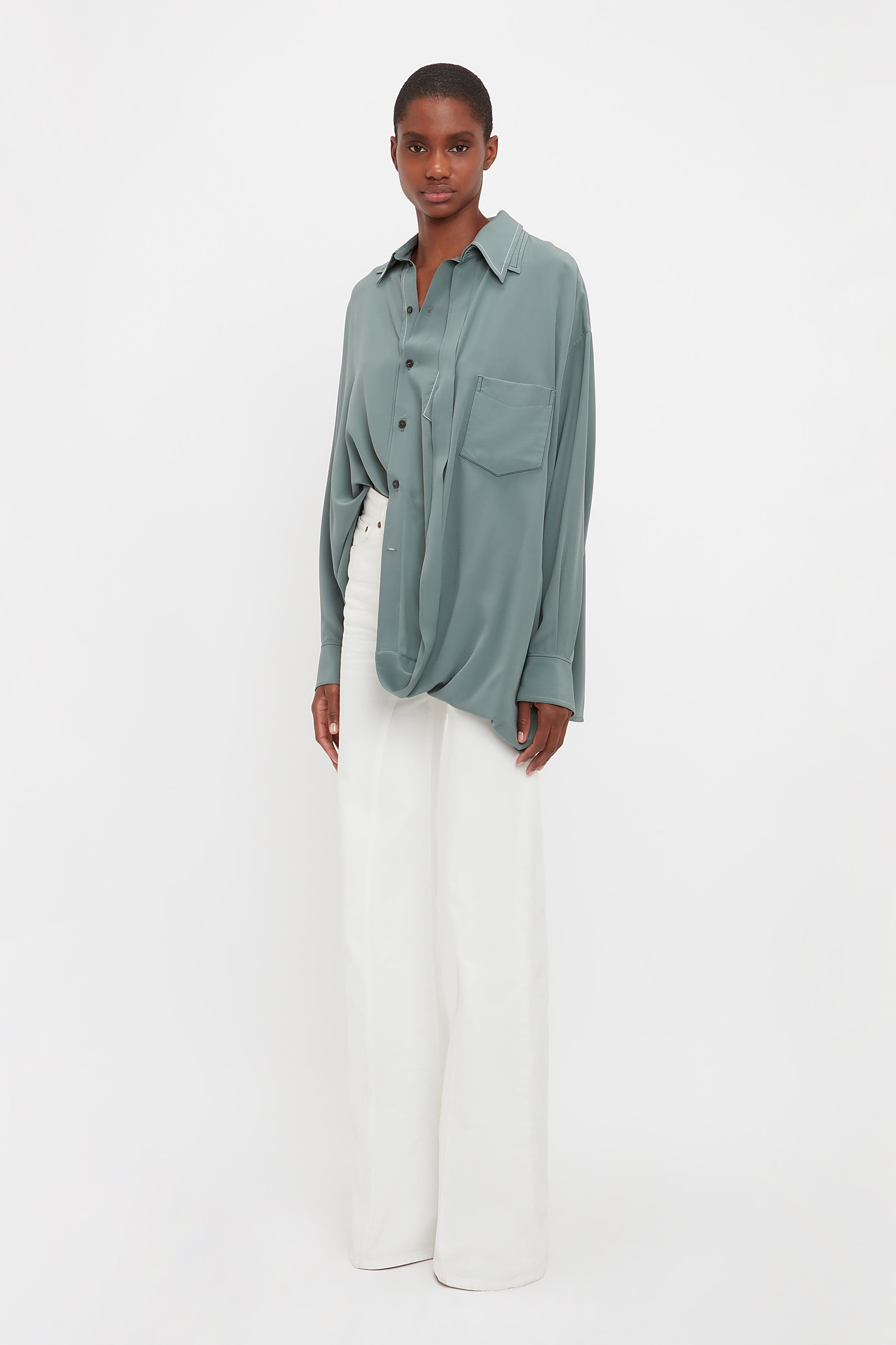Double Layer Blouse In Stone - 3