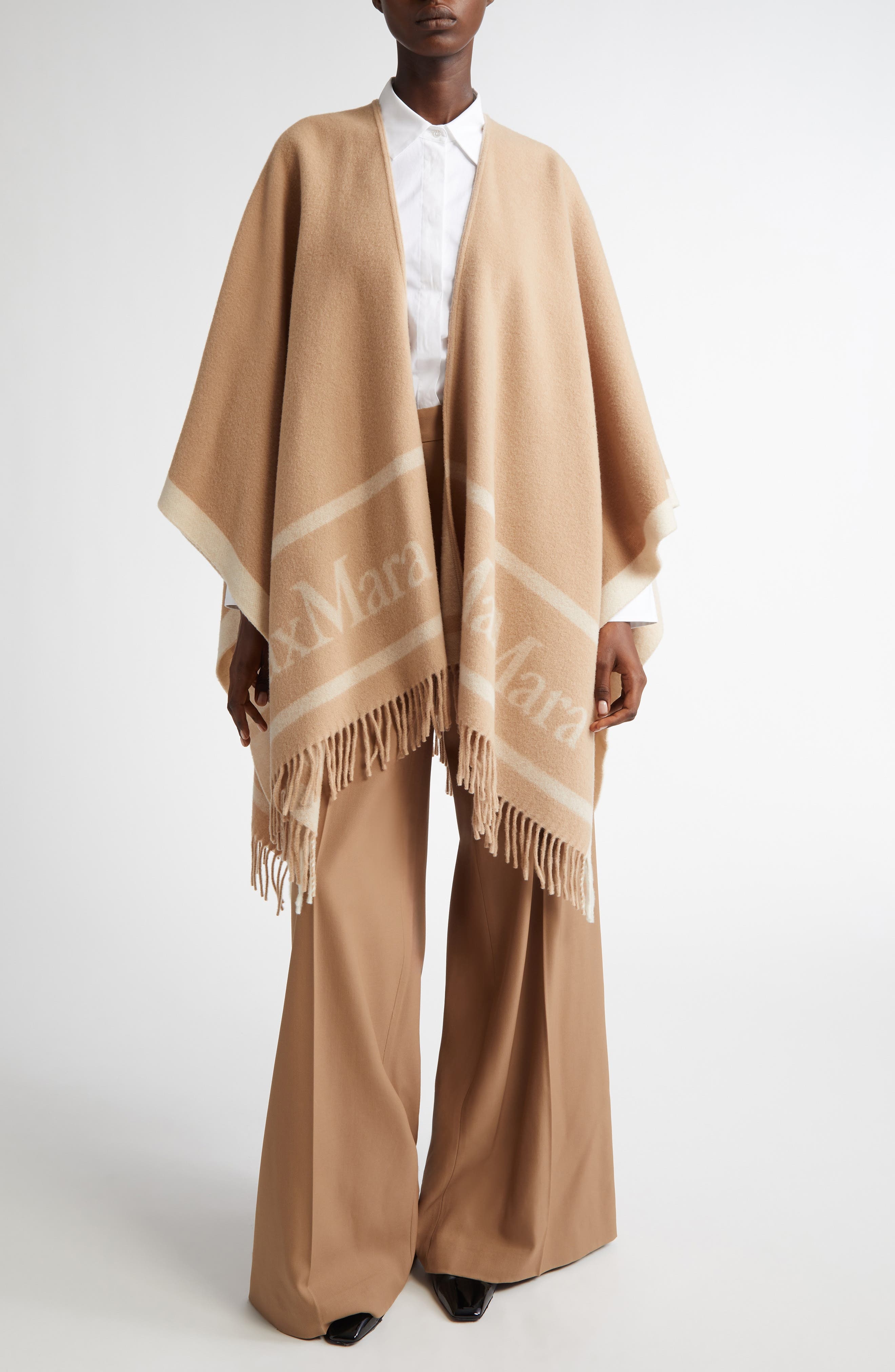 Max Mara Ninfa Virgin Wool Ultra Wide Leg Pants in Camel at Nordstrom - 2