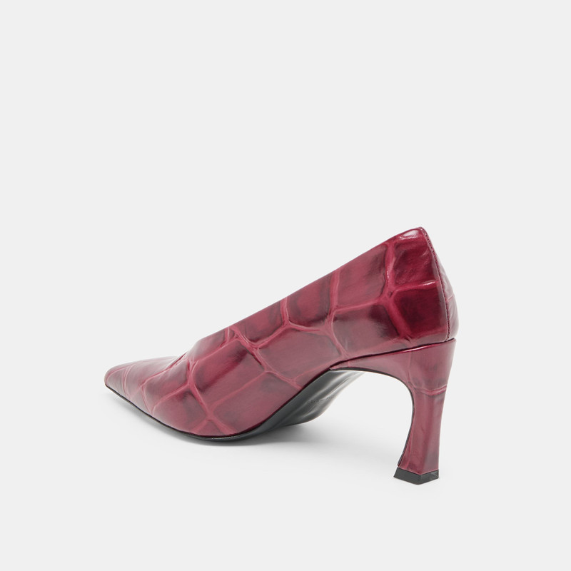 MIDGE HEELS BURGUNDY CROCO EMBOSSED LEATHER 5