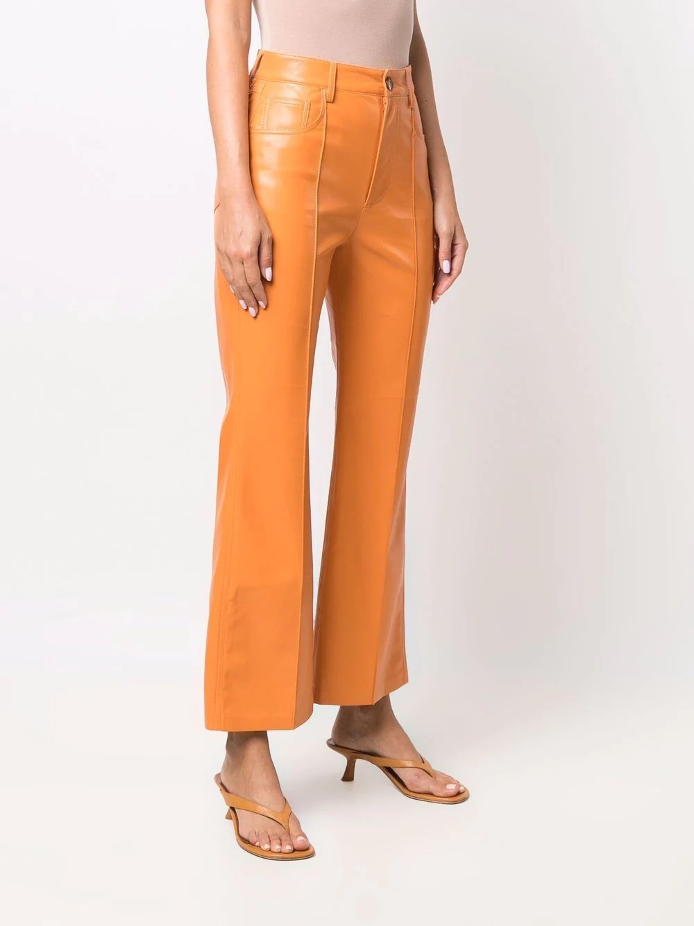 faux-leather flared trousers - 3
