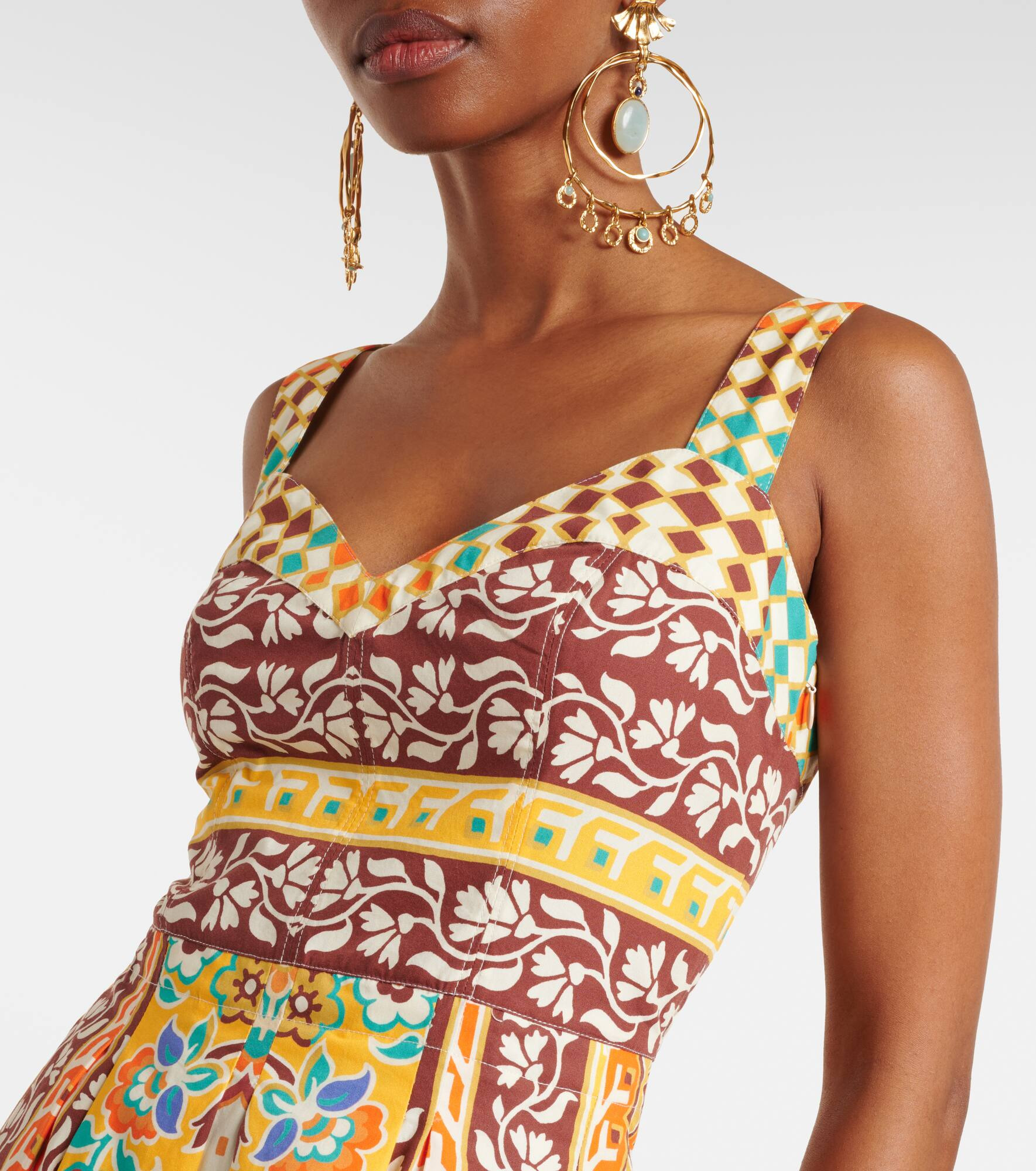 Printed cotton midi dress - 4