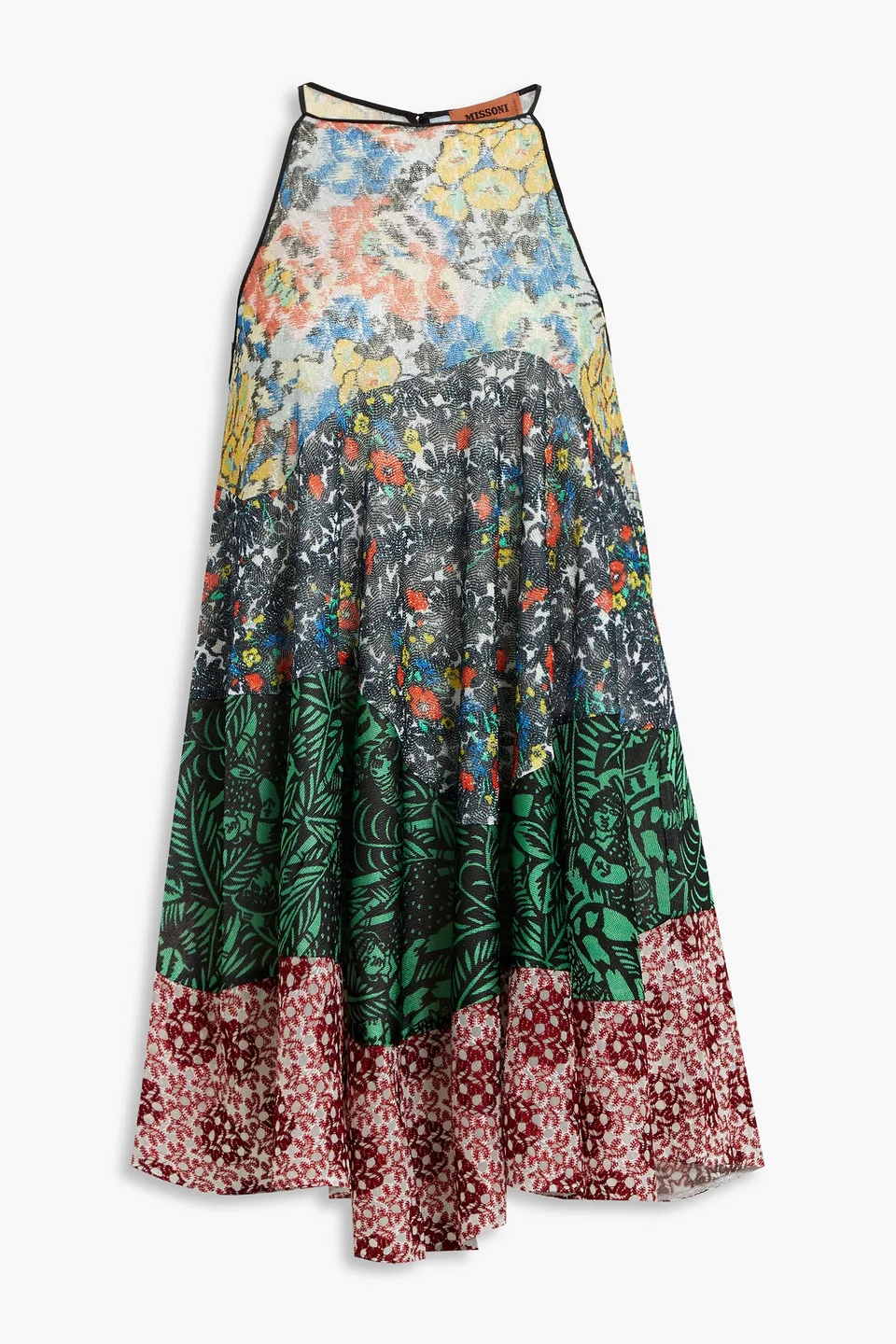 Paneled crochet-knit mini dress - 1