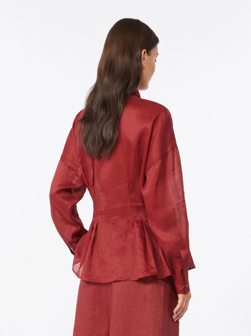 ORA Long-sleeved ramie canvas shirt - BRICK RED 4