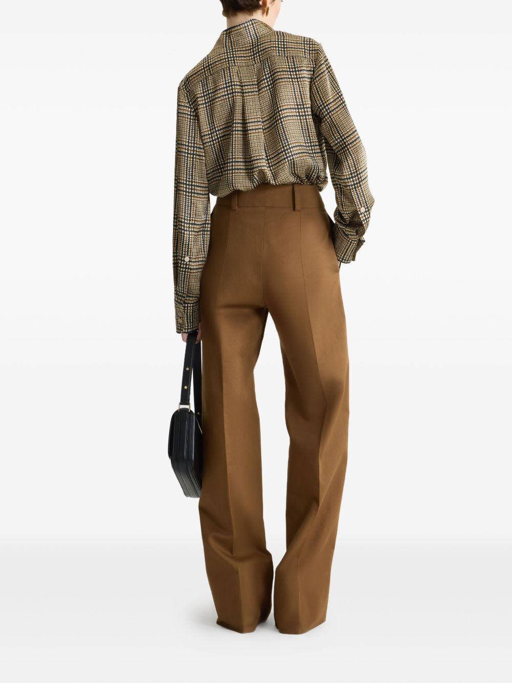 plaid-pattern scarf-detail blouse - 3