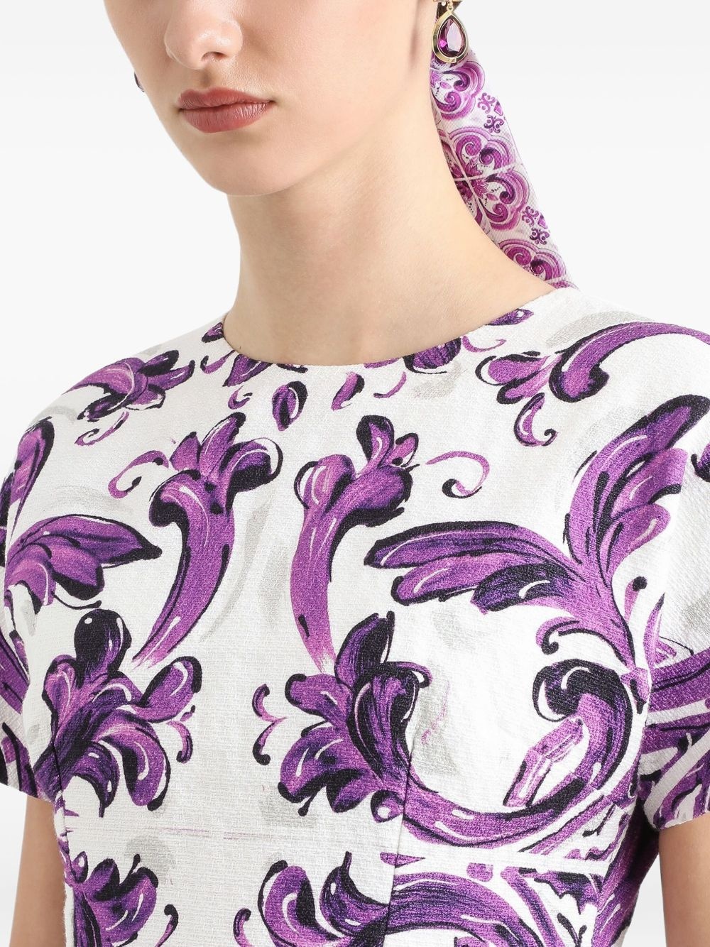 Majolica-print mini dress - 4