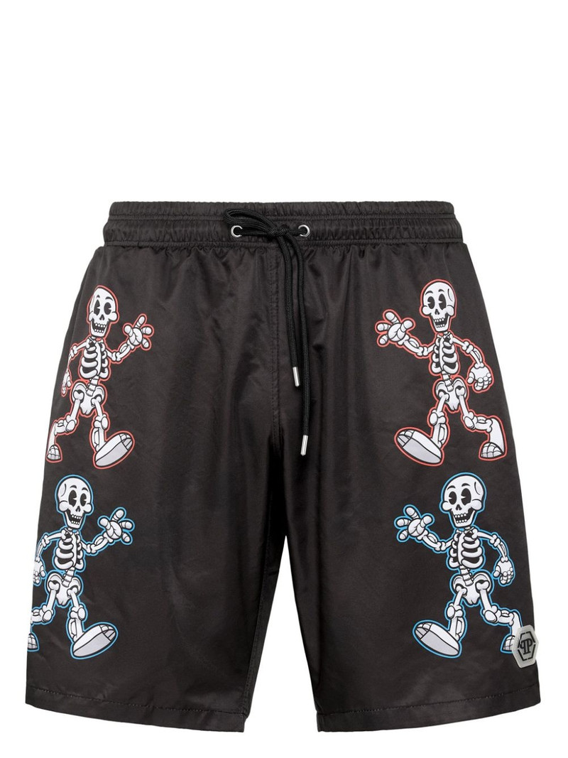 skeleton-print swim shorts 1
