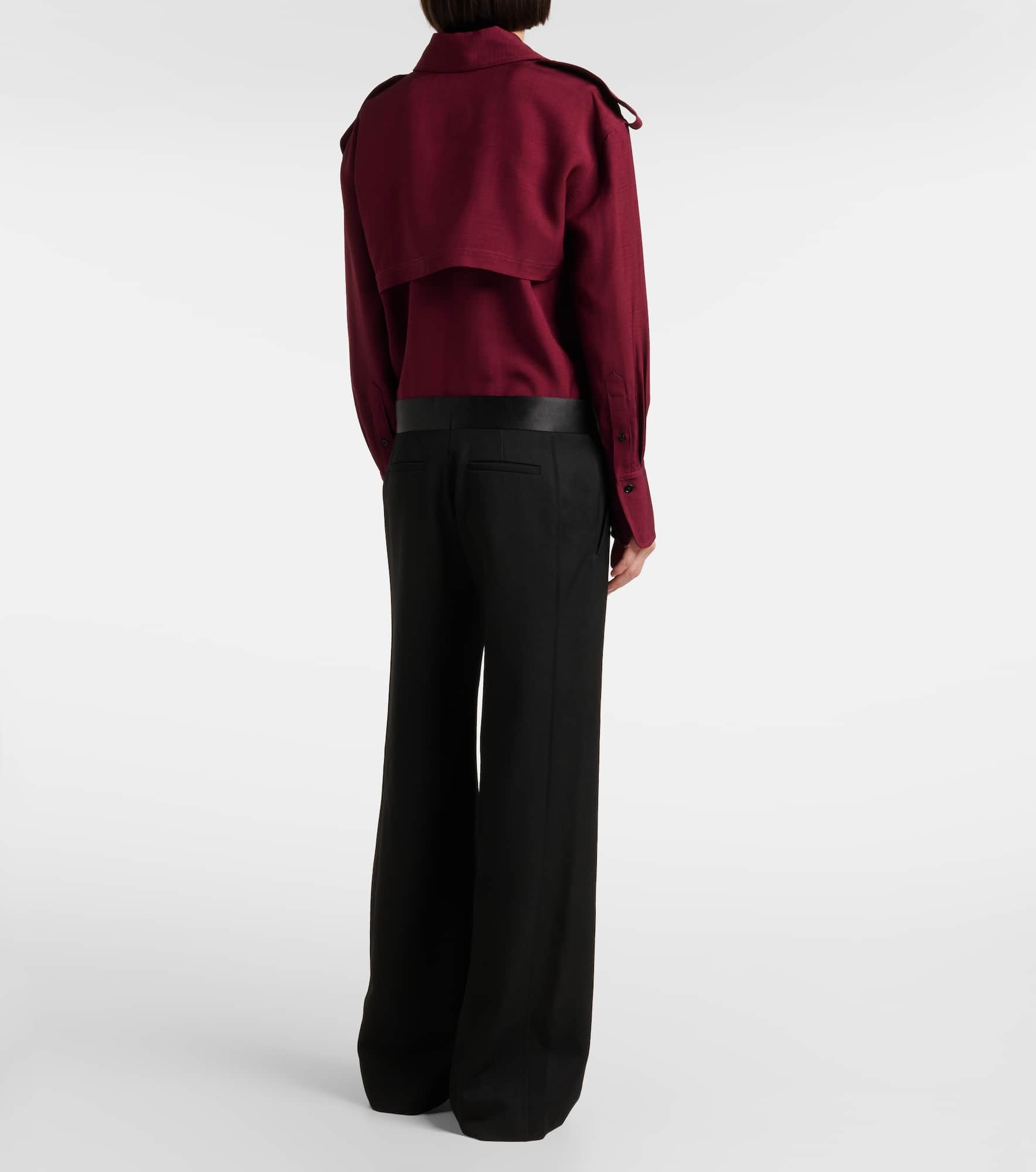 Side Panel wool-blend wide-leg pants - 3