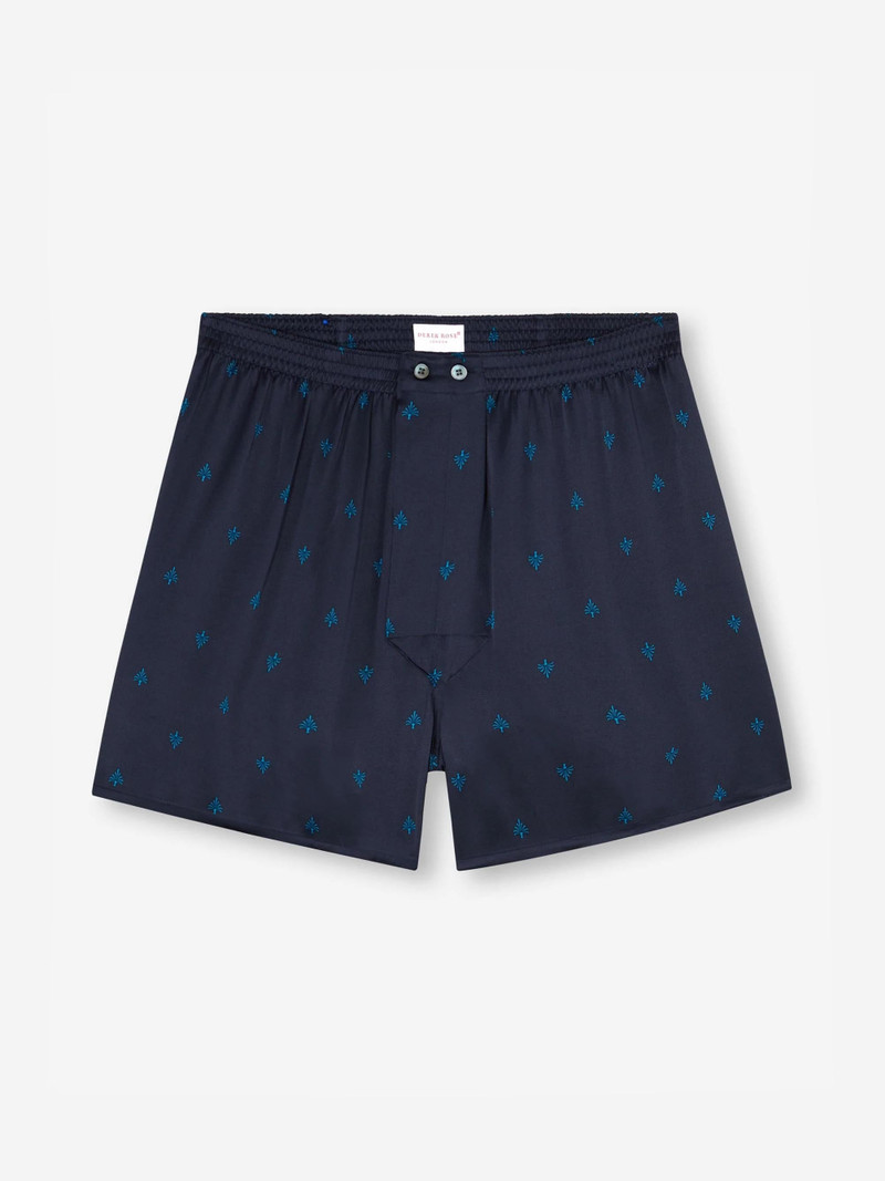 Derek Rose Men's Classic Fit Boxers Brindisi 106 Silk Satin Navy outlook