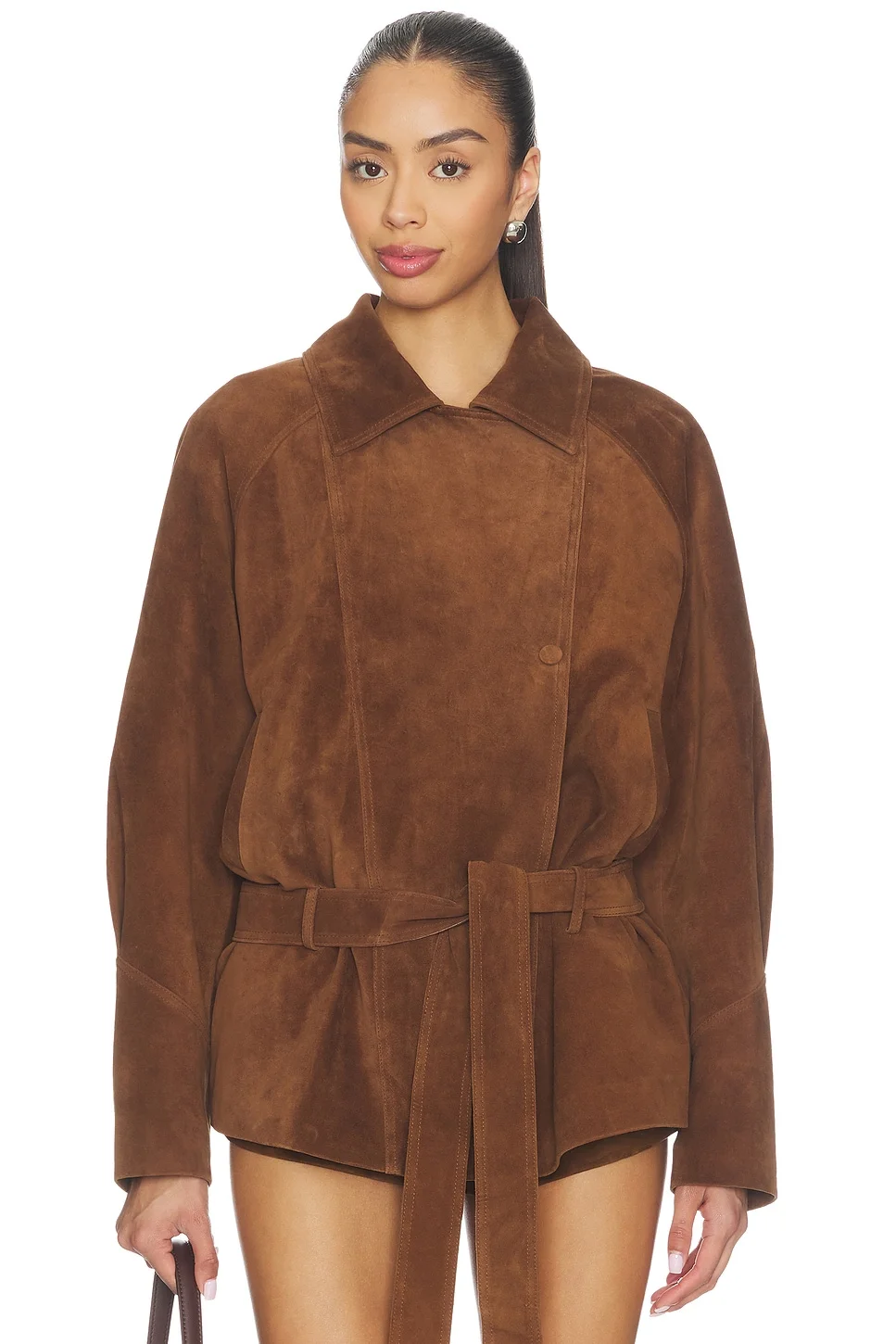 Leather Suede Belted Jacket - 1