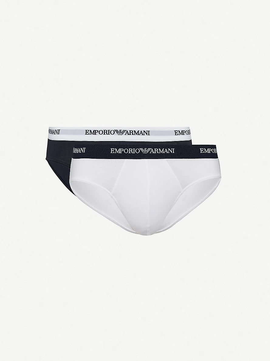 Pack of two logo slim-fit cotton briefs - 1