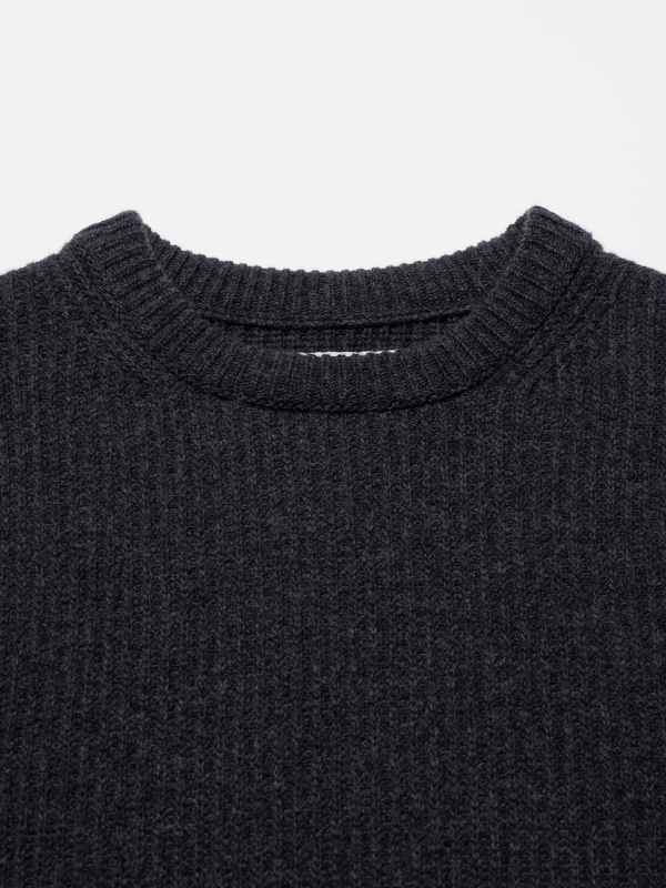 August Rib Wool Sweater Antracitemelange - 3