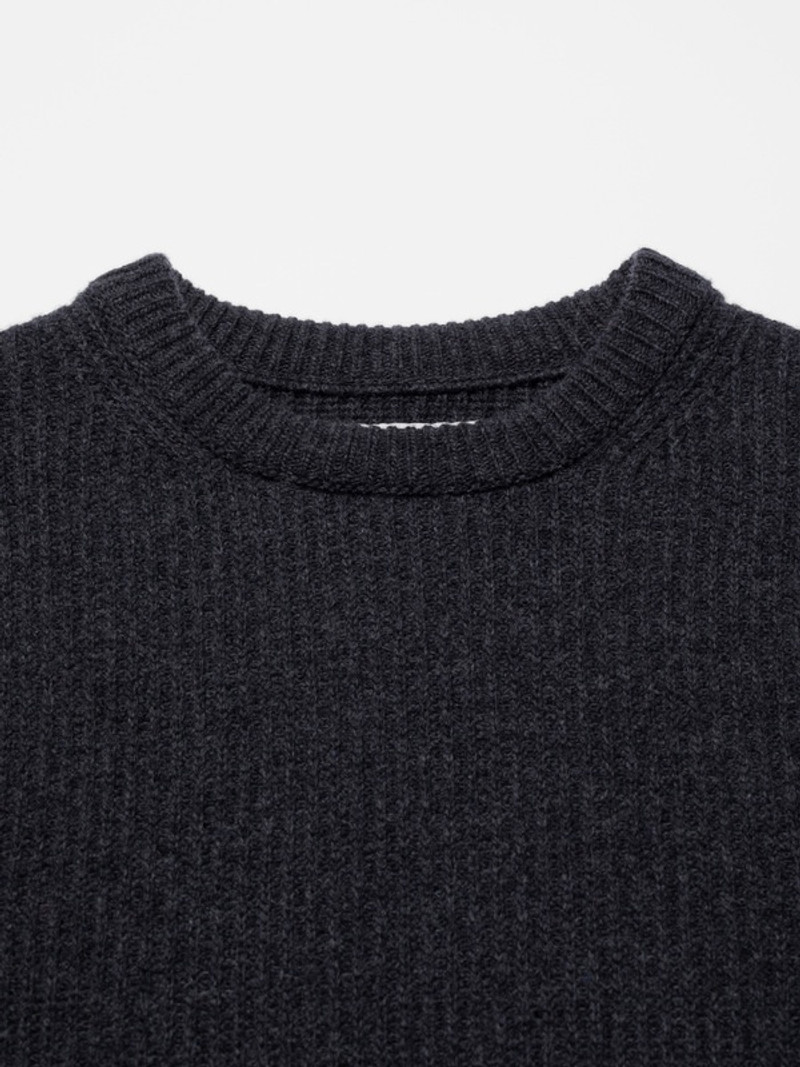 August Rib Wool Sweater Antracitemelange 3