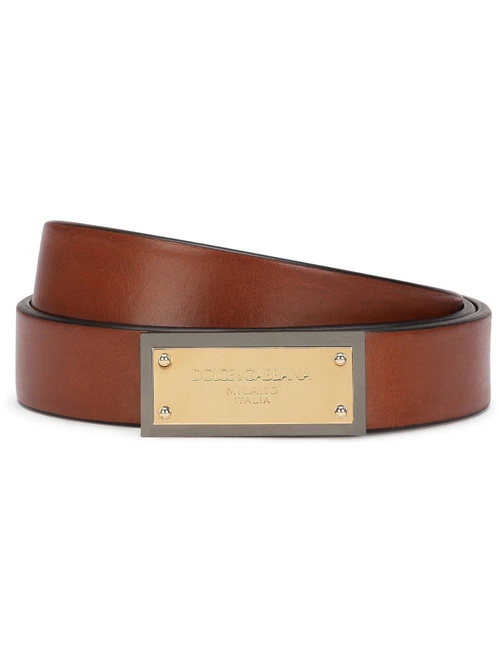 logo-plaque leather belt - 1