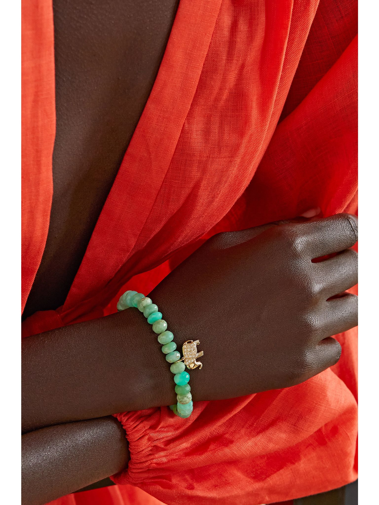 Elephant 14-karat gold, chrysoprase and diamond bracelet Gold - 2