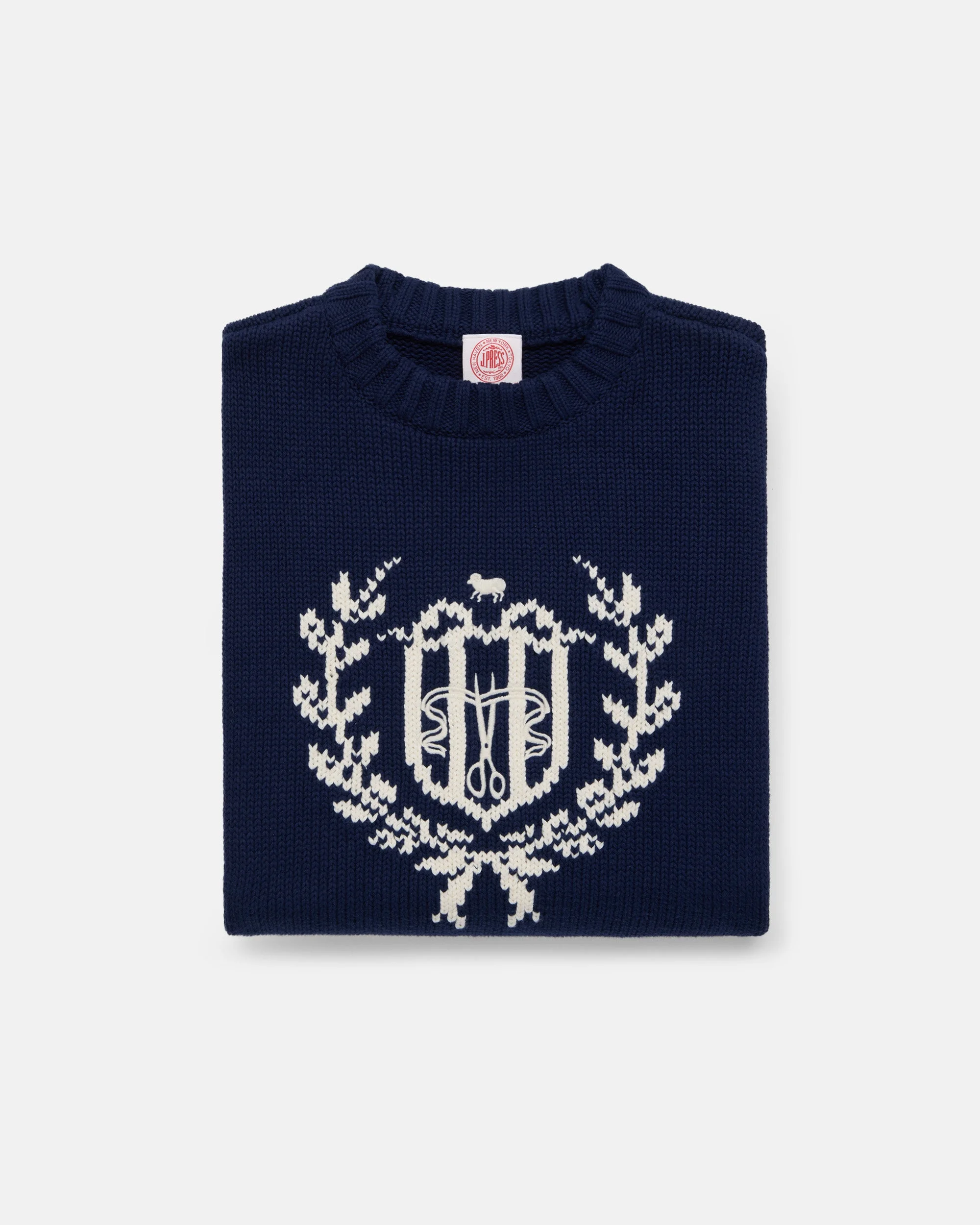 J. PRESS CREST INTARSIA KNIT COTTON SWEATER - 1