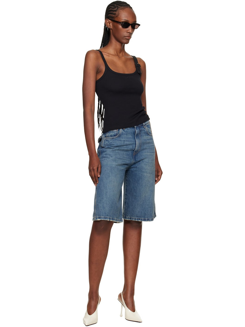 courrèges Black Buckle 90's Rib Tank Top outlook