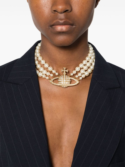Vivienne Westwood Bas Relief three-row choker necklace outlook