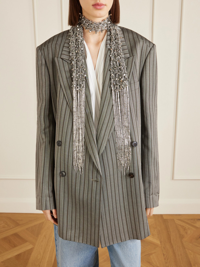 Dries Van Noten Fringed Embellished Beaded Scarf outlook