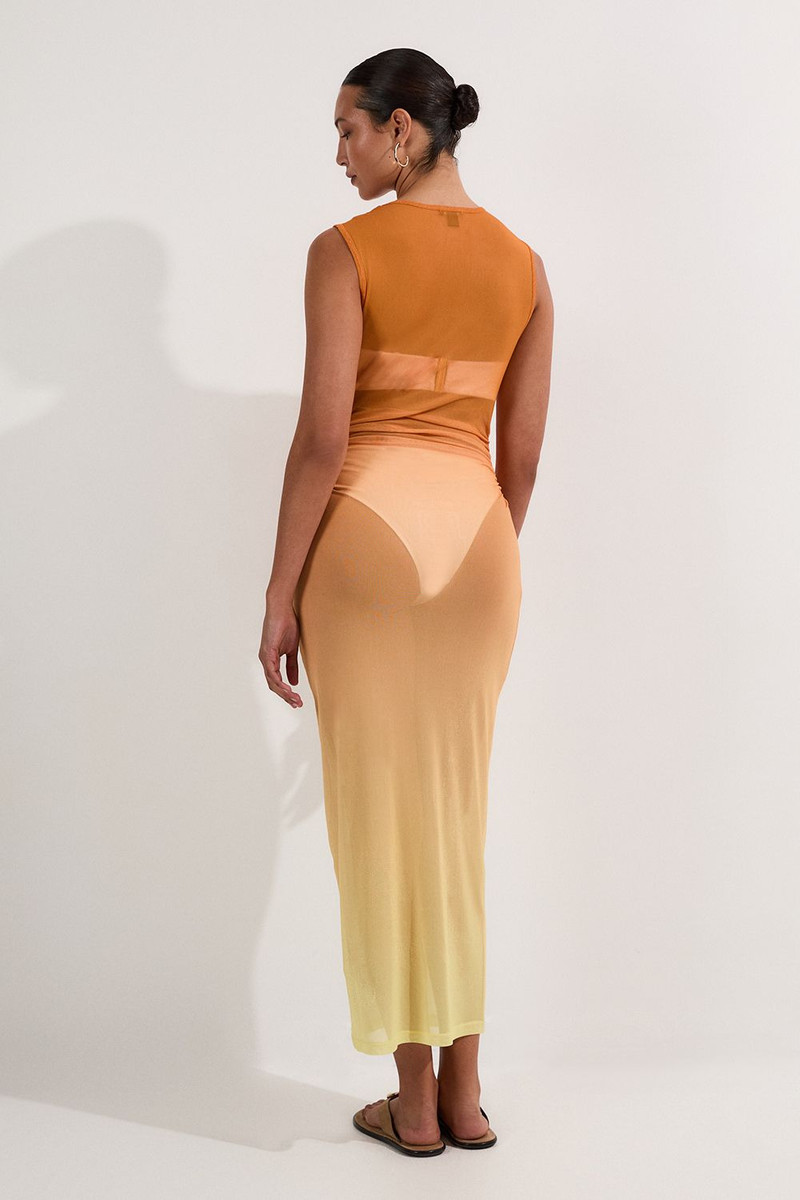 Ombre Mesh Ruched Beach Dress 5