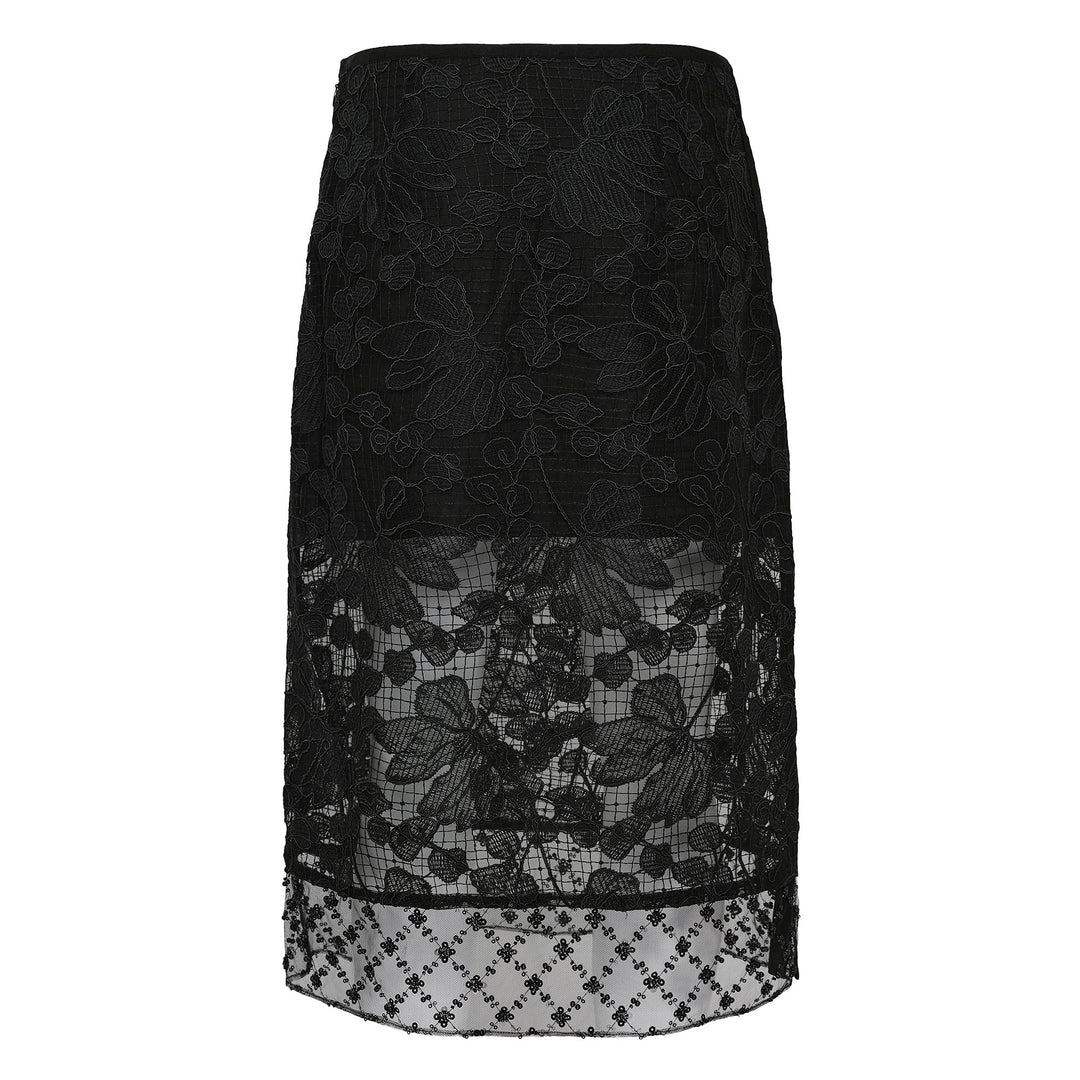 Corded Lace Organza Midi Skirt - 2