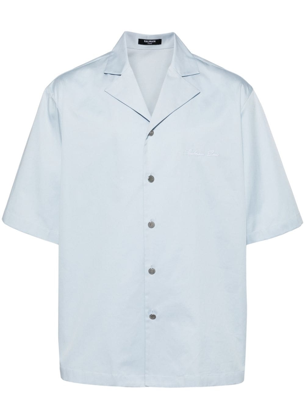 logo-embroidered cotton shirt - 1