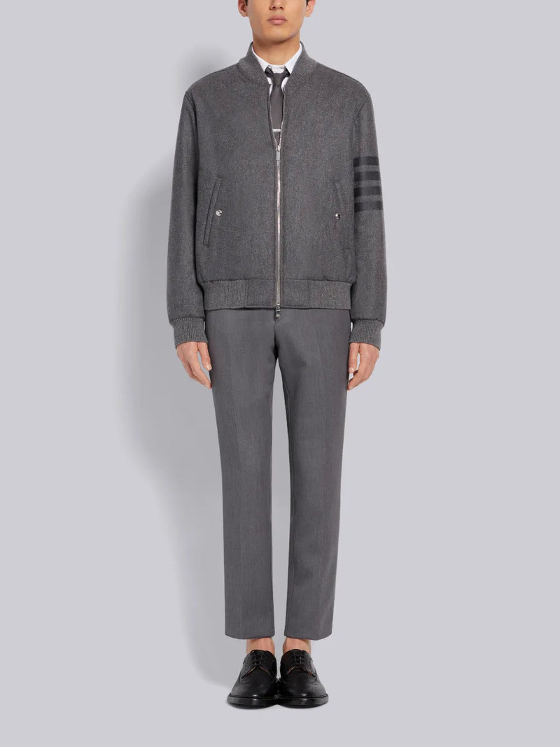 Medium Grey Tech Down Wool Flannel Tonal 4-Bar Relaxed Blouson Jacket 4