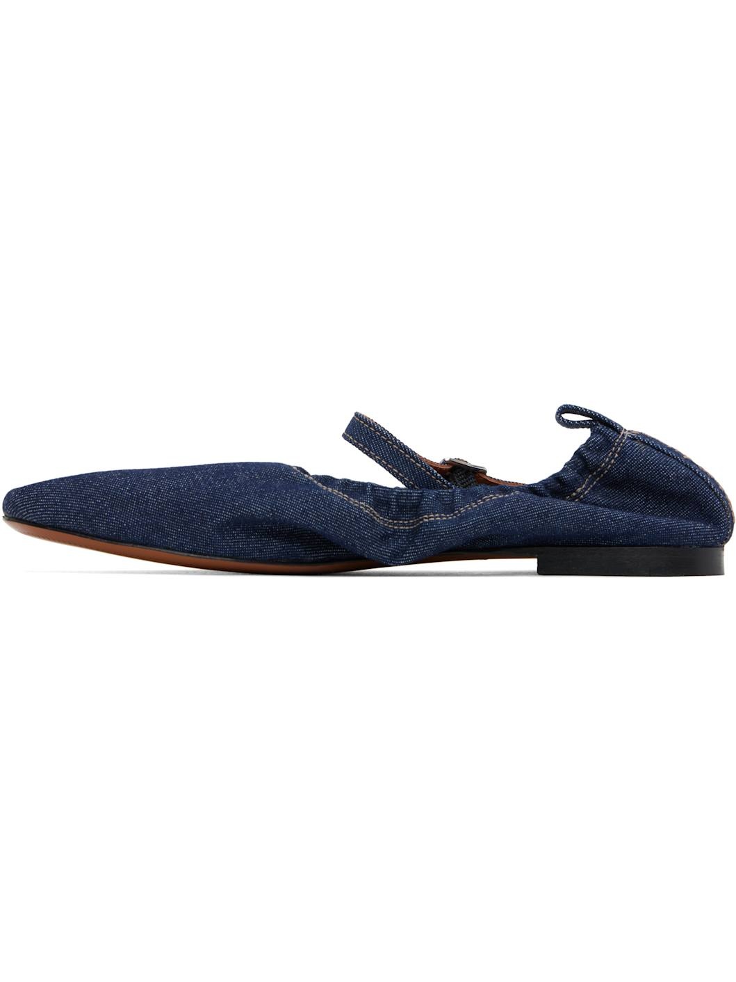 Blue Denim Ballerina Flats - 3