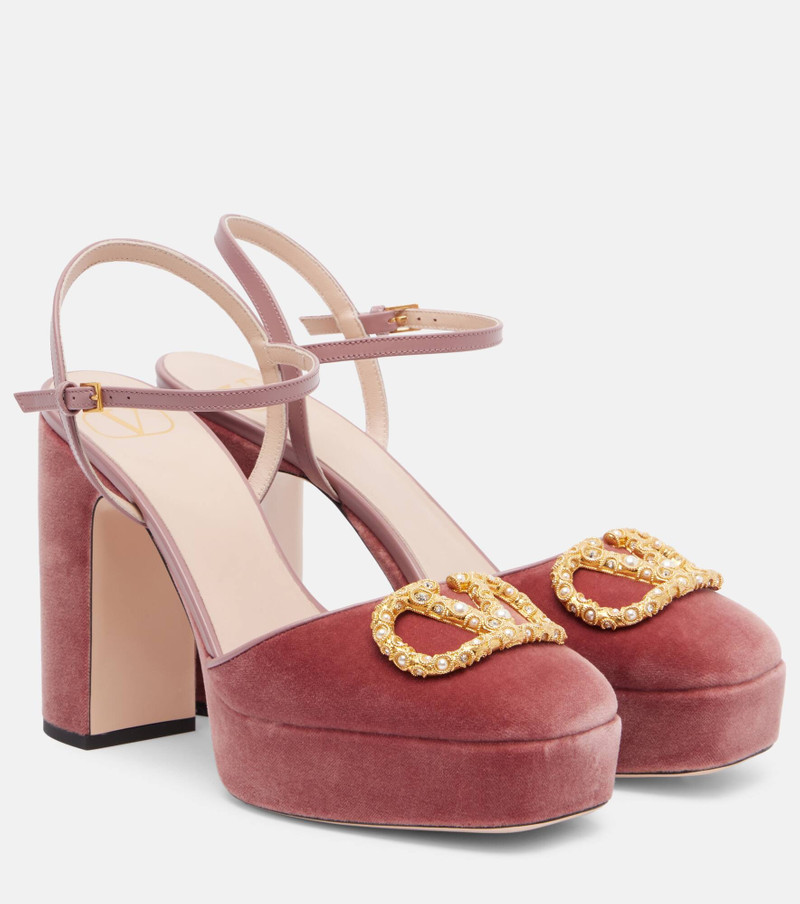 VLogo 115 velvet platform pumps 1