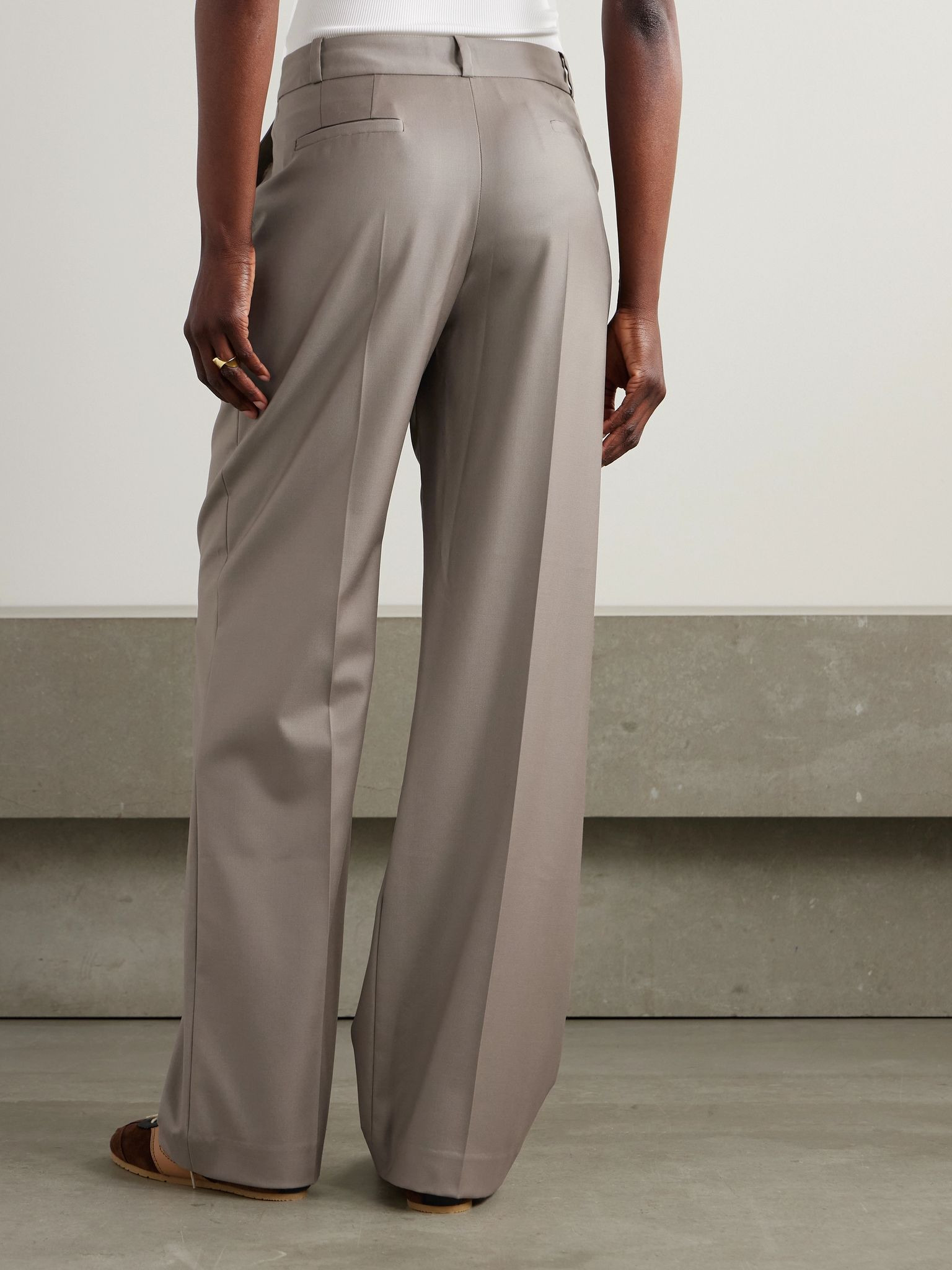 Sbiru pleated wool-twill straight-leg pants Beige - 4