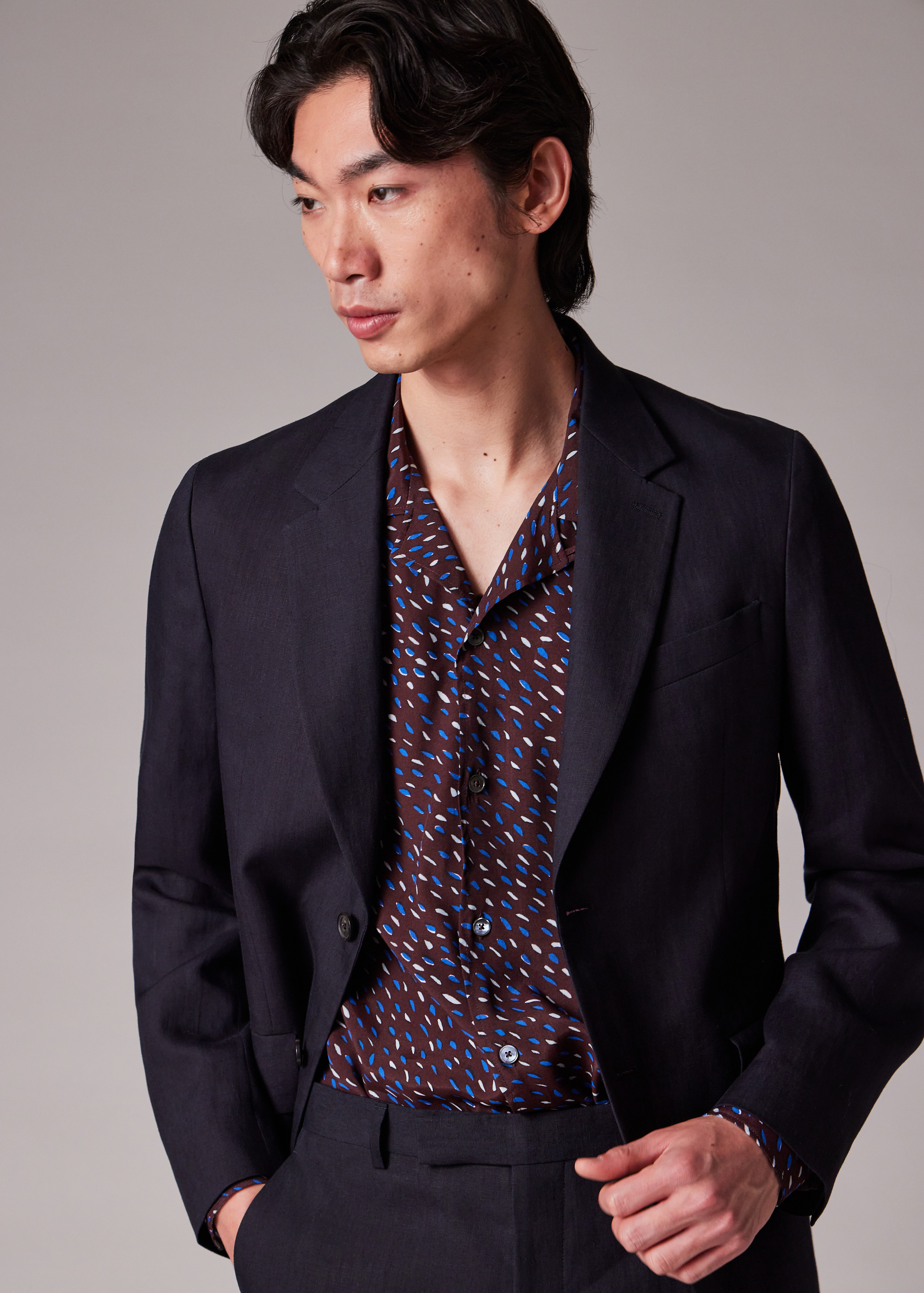 Dark Navy Linen Buggy-Lined Blazer - 8