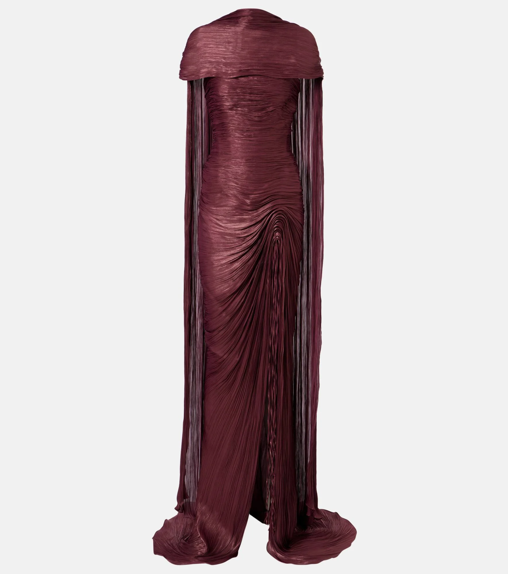 Draped pleated scarf-detail gown - 1
