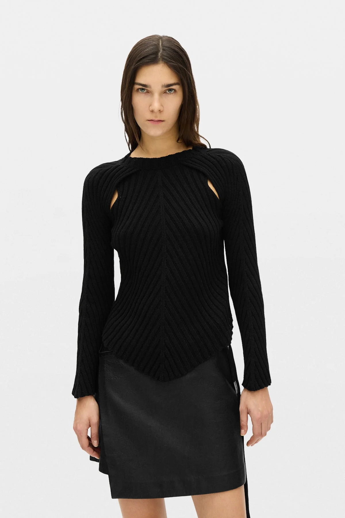 Wilja Diagonal Rib Sweater with Cut Out Armhole Detail - 1