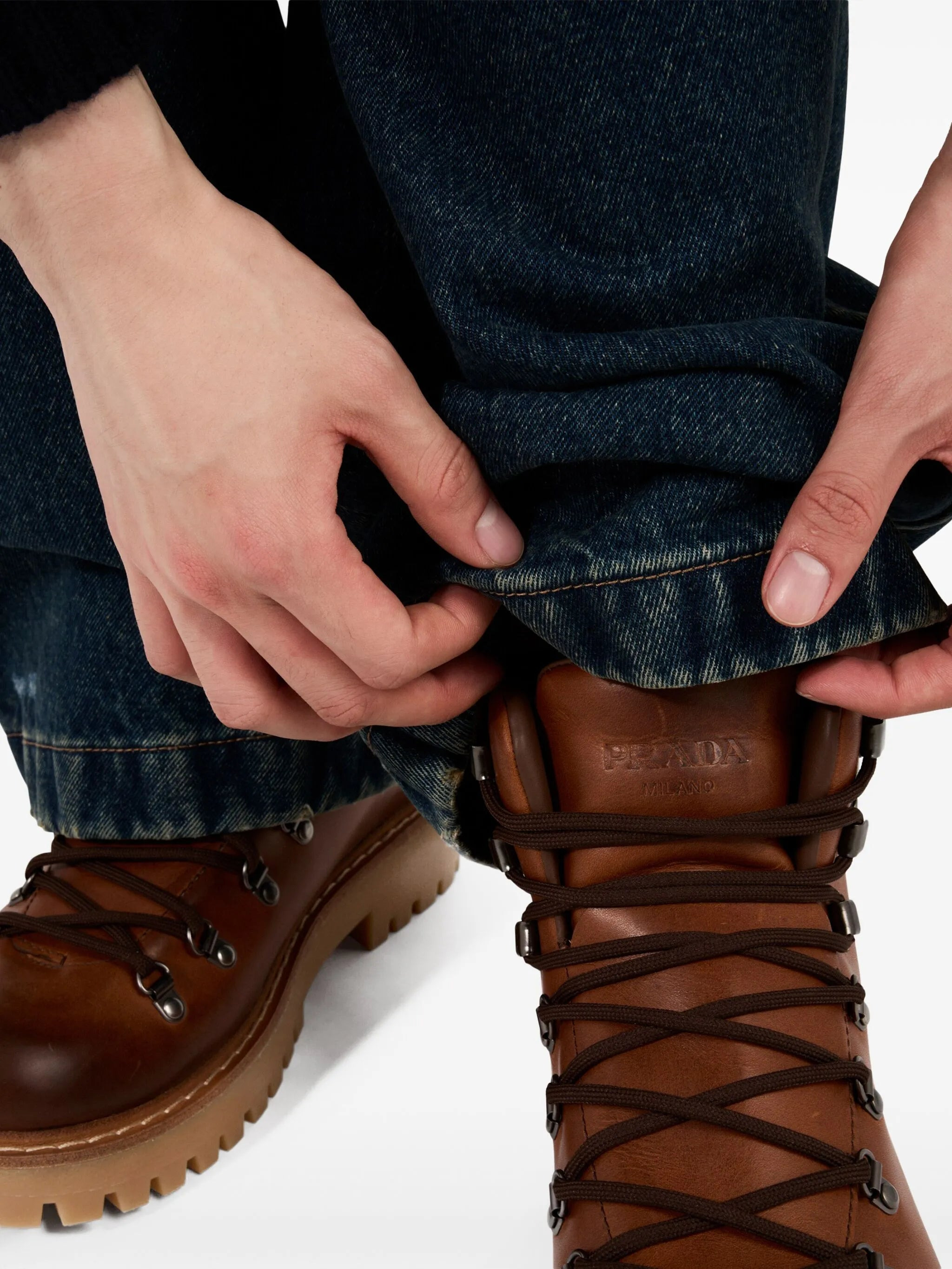 laced leather boots - 7