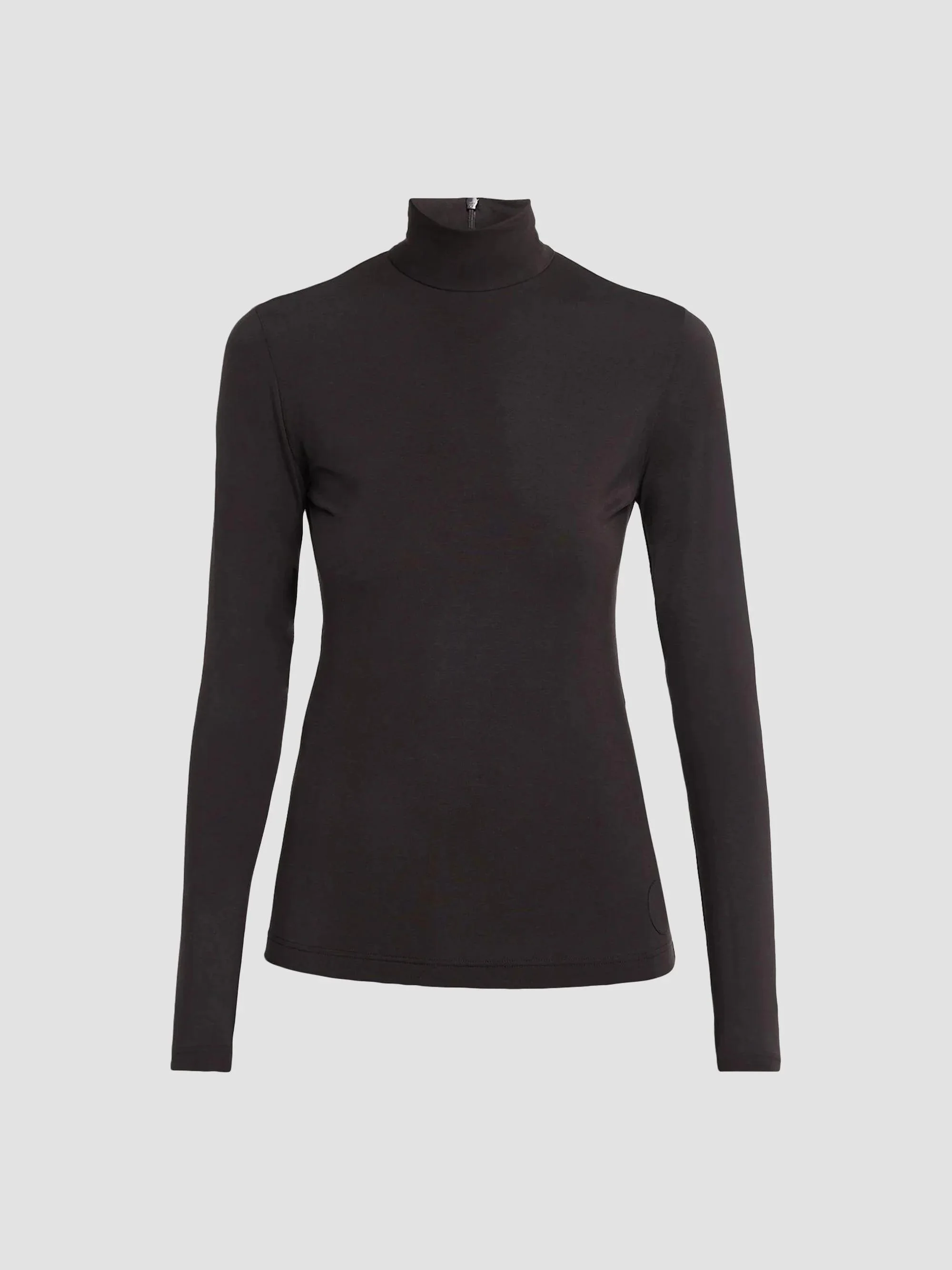 Women's Mock Neck Turtleneck Jersey Top - Espresso - 1
