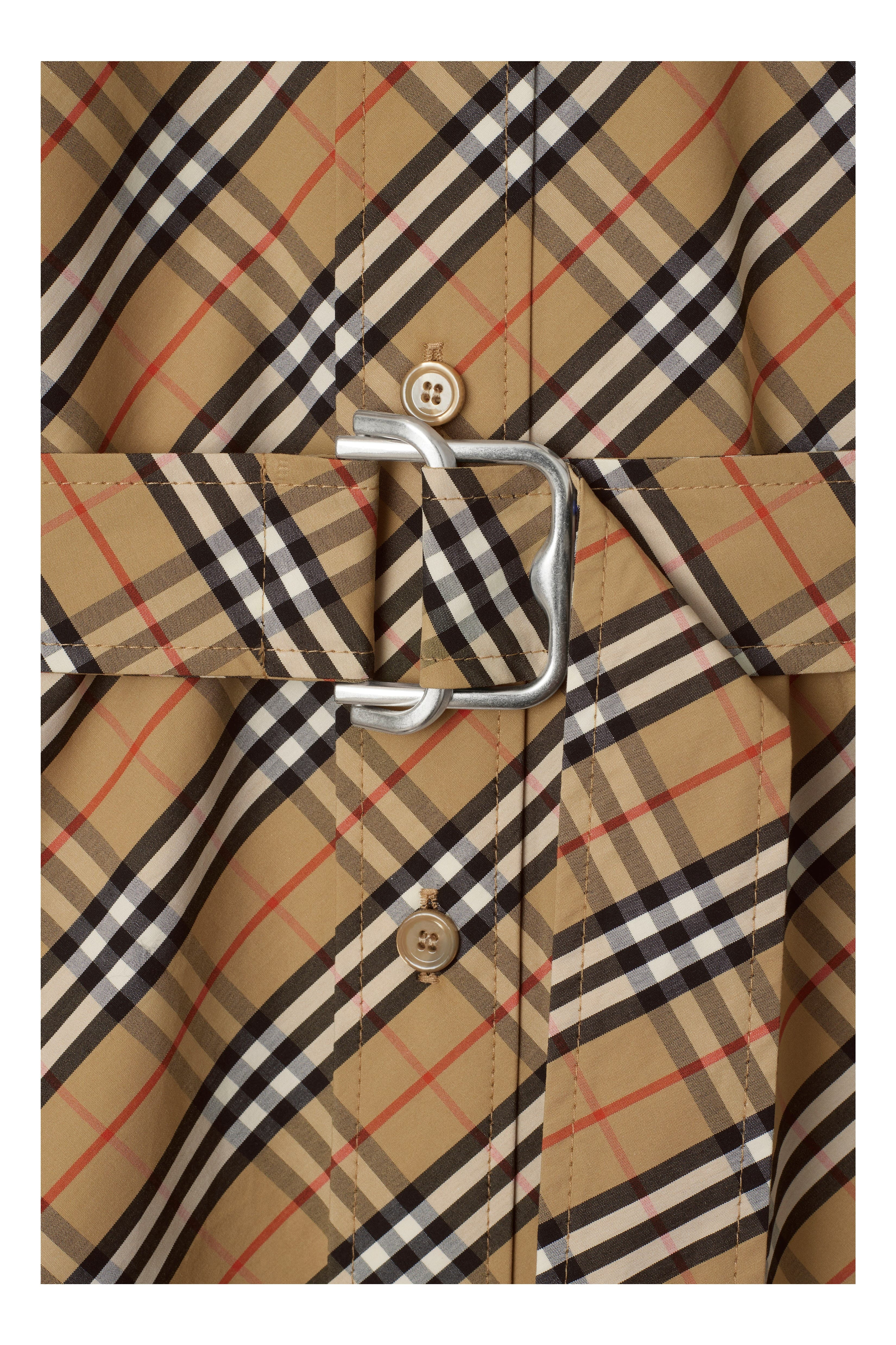 burberry Check Cotton Shirt Dress in Sand at Nordstrom - 5
