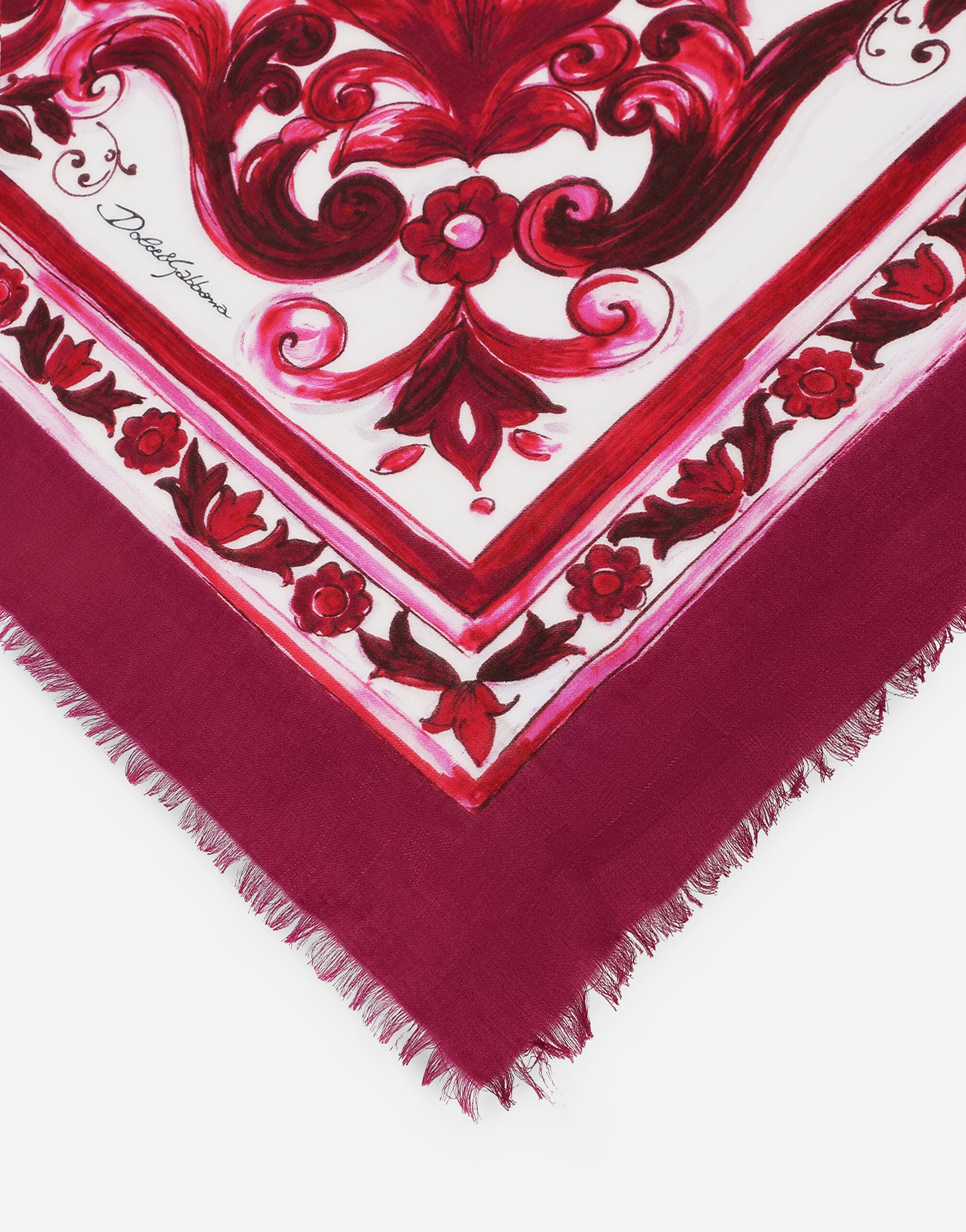 Majolica-print modal and cashmere square scarf (140 x 140) - 2