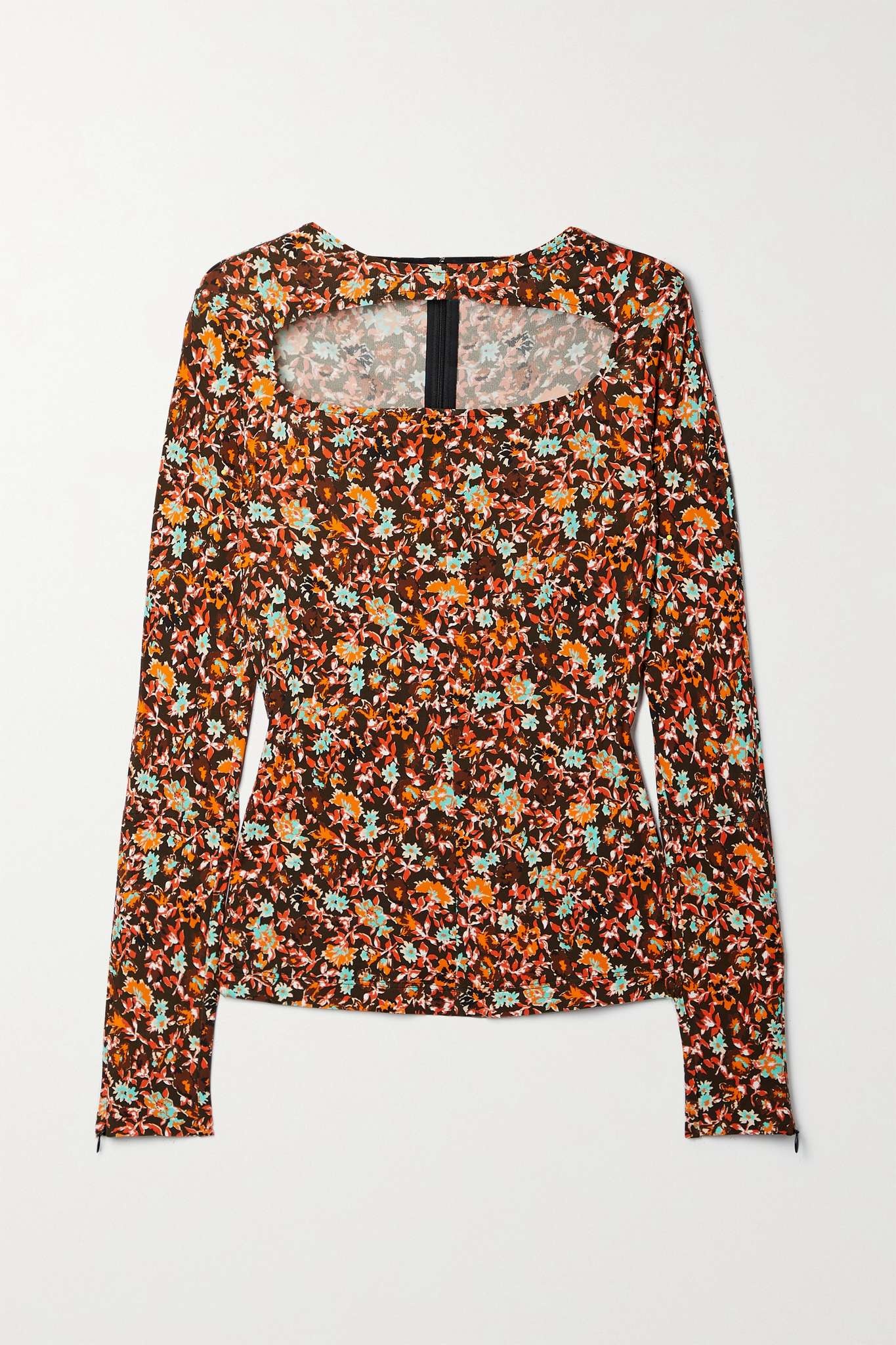 Cutout floral-print jersey top - 1