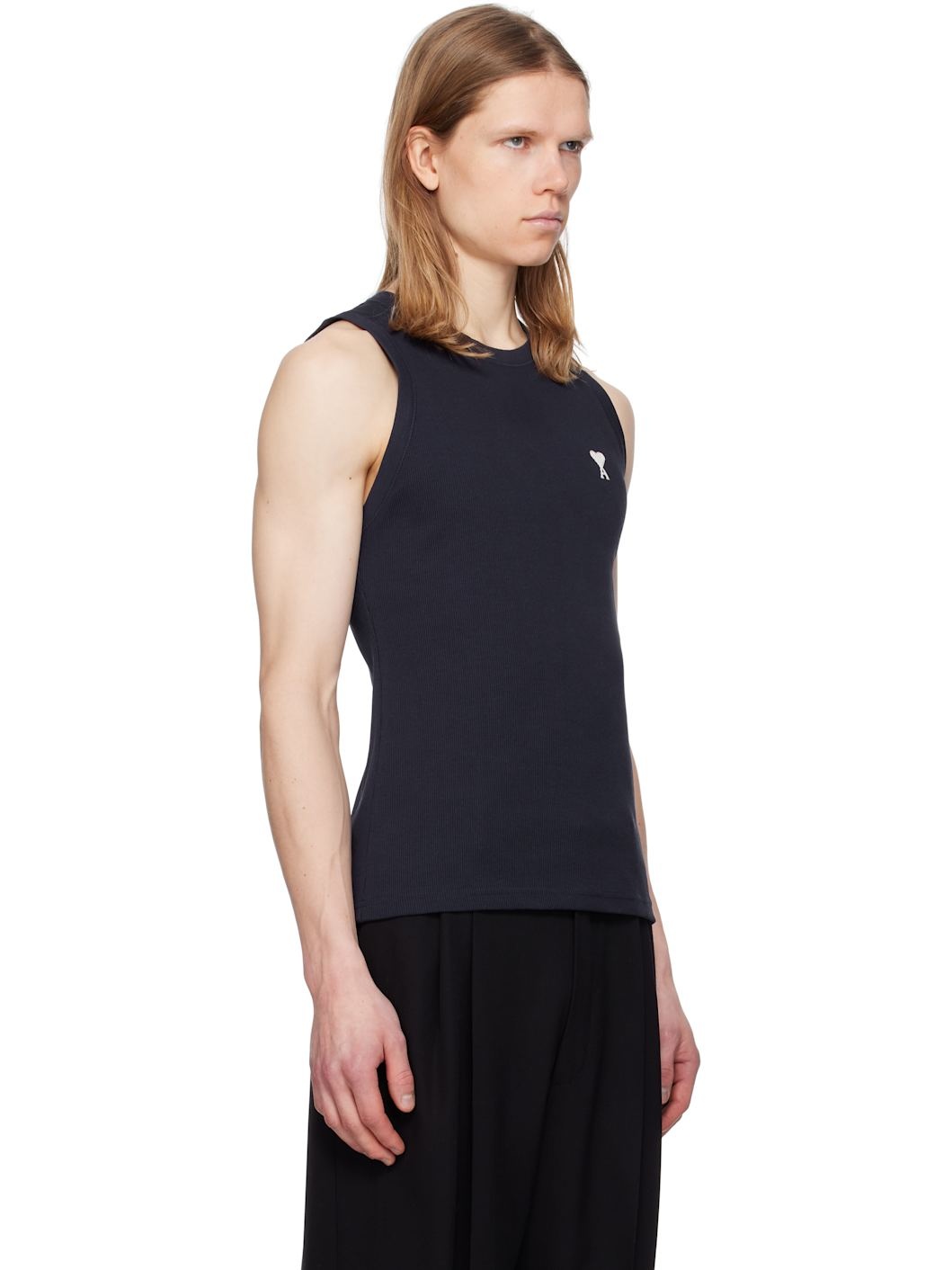 Navy Cotton Rib Ami de Coeur Tank Top - 2